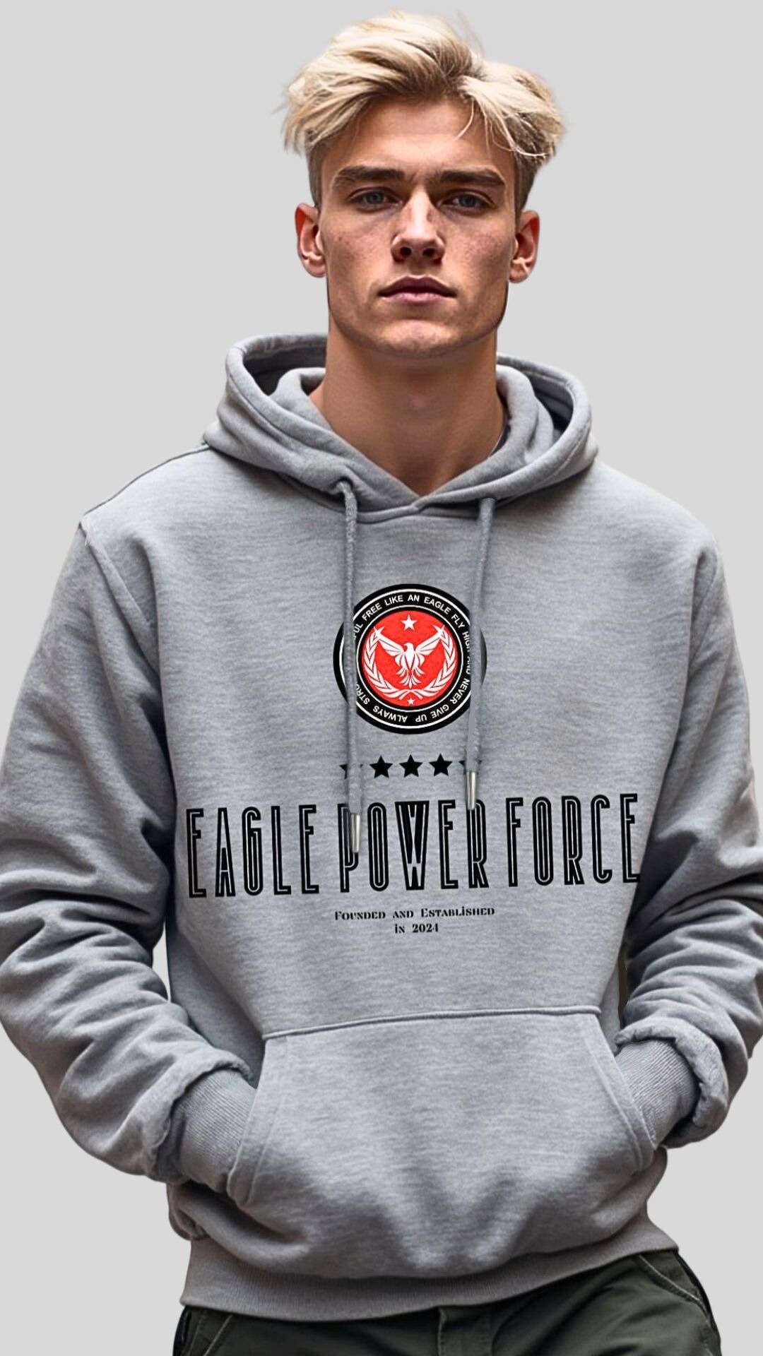 Gray Hoodie Boy's Eagle Power Force