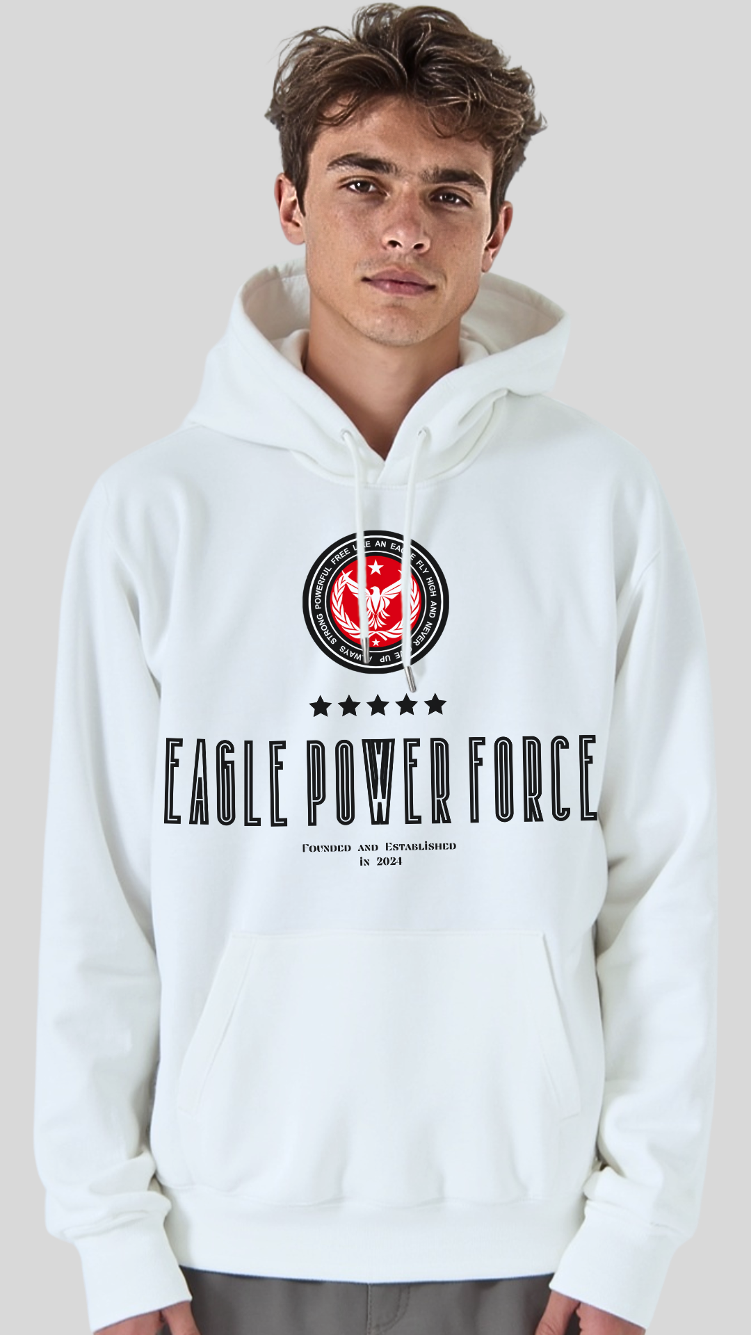 White Hoodie Boy's Eagle Power Force