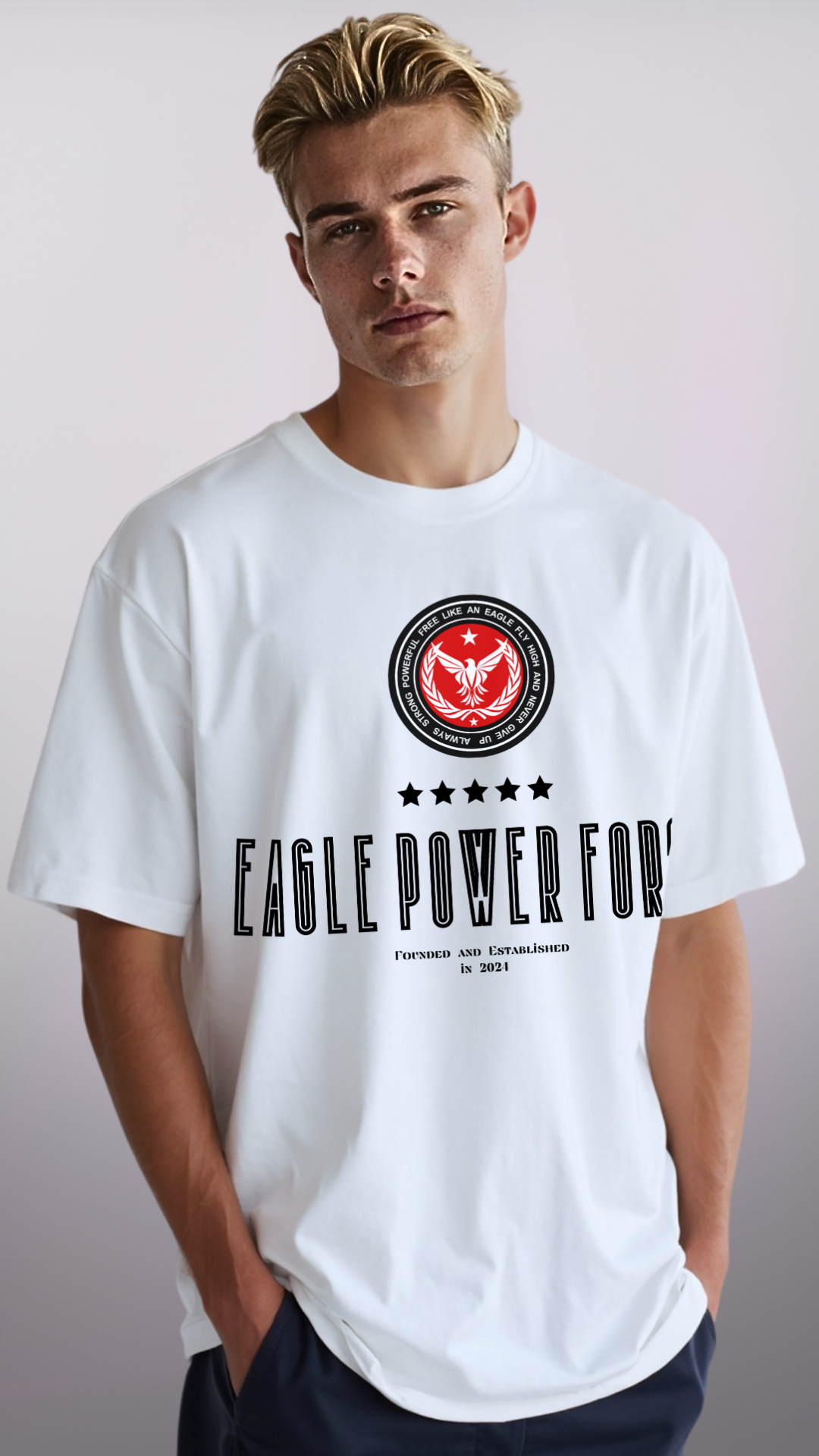Boy wearing a white t-shirt EPF edition R