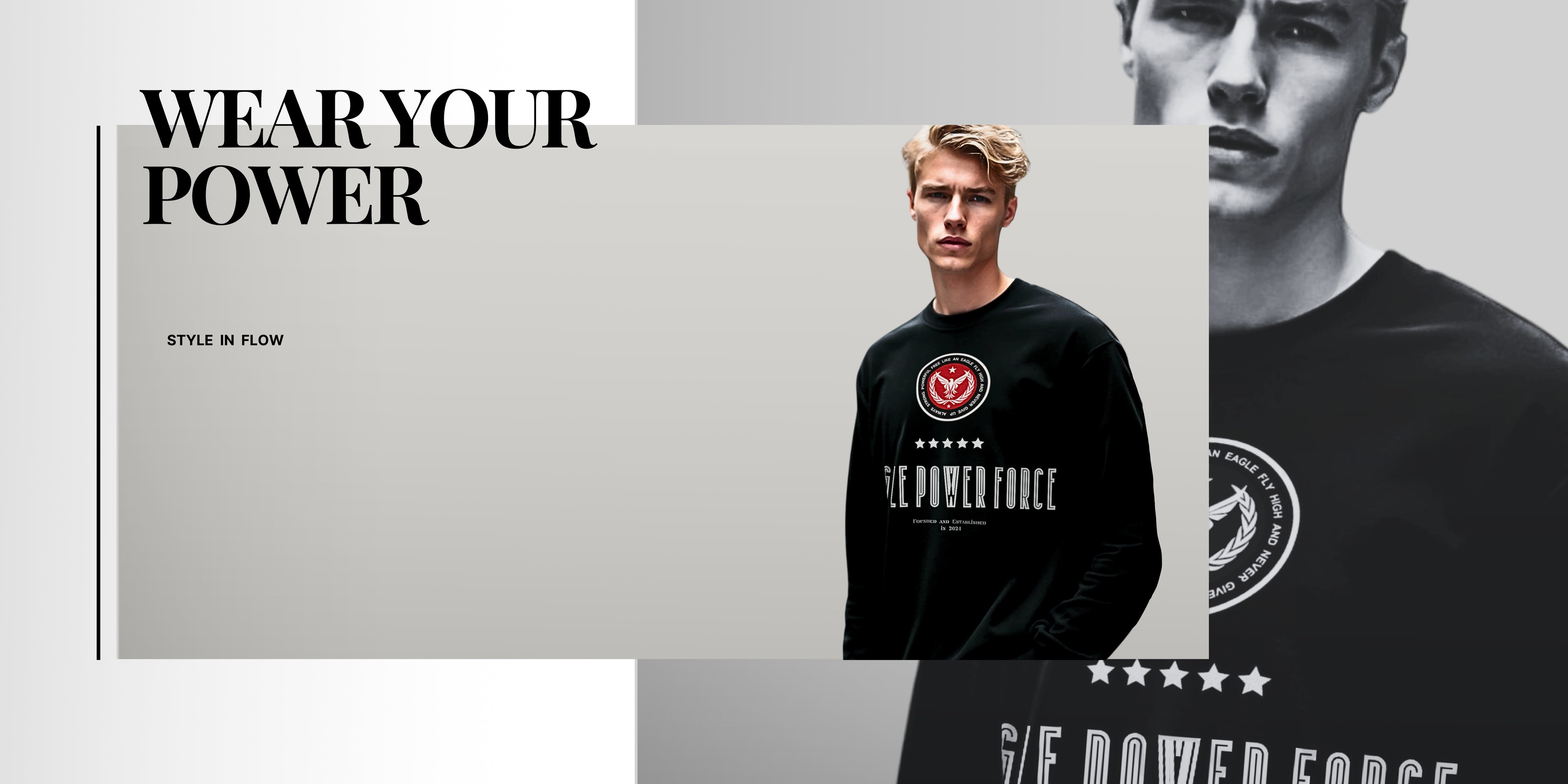 Boy wearing a black sweatshirt with 'Eagle Power Force'slider_item_jN7Qjp