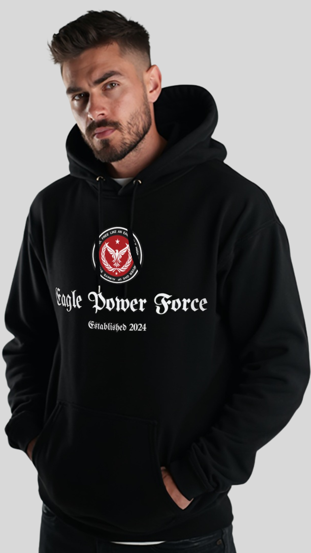 Men's black Hoodie Eagle Power Force