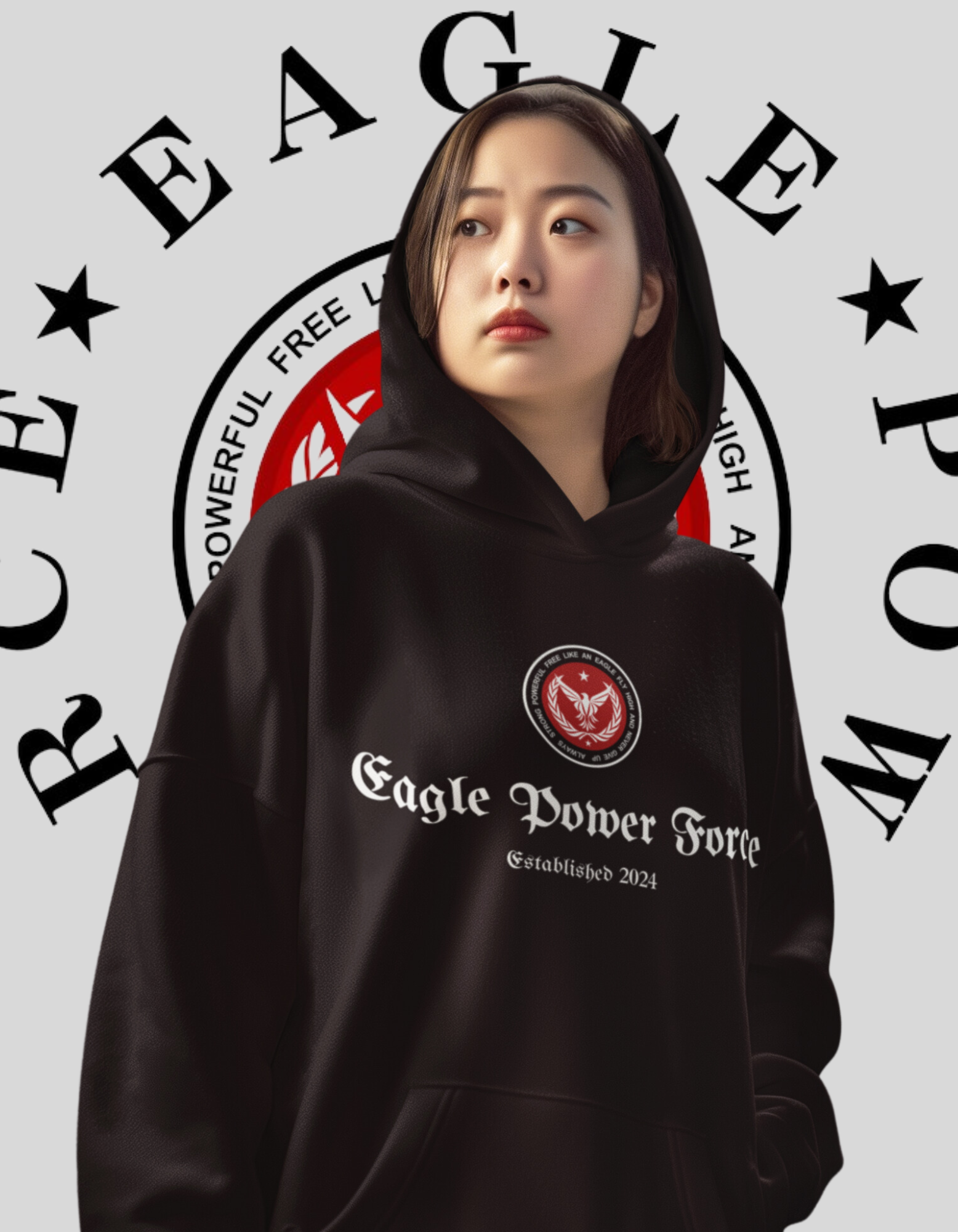 Eagle Power Force Youth Heavy Blend Hooded black front logo