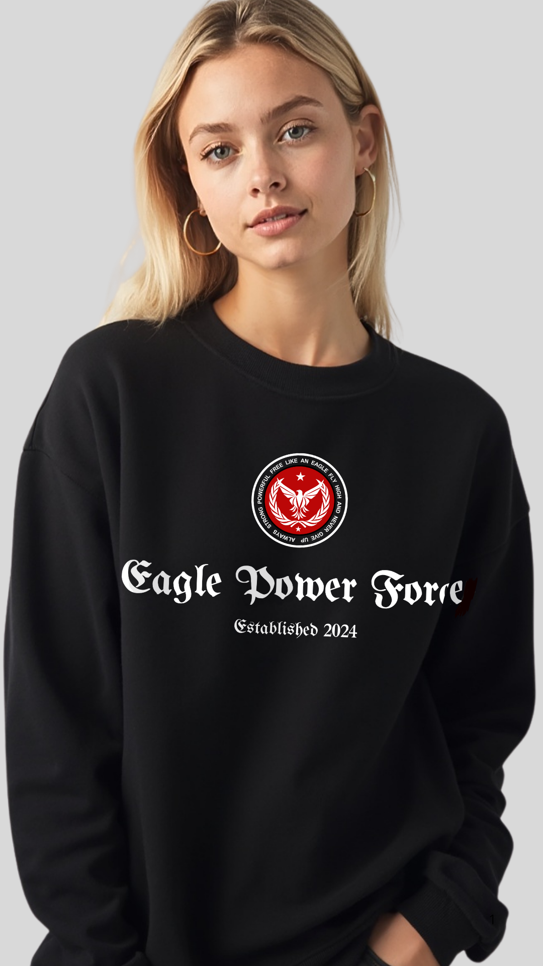 Black Sweatshirt Girl's Eagle Power Force