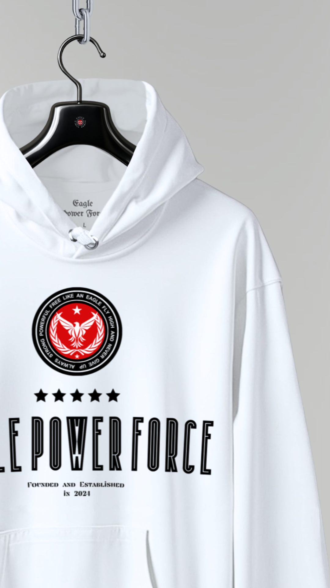 Hoodie Men's White Eagle Power Force