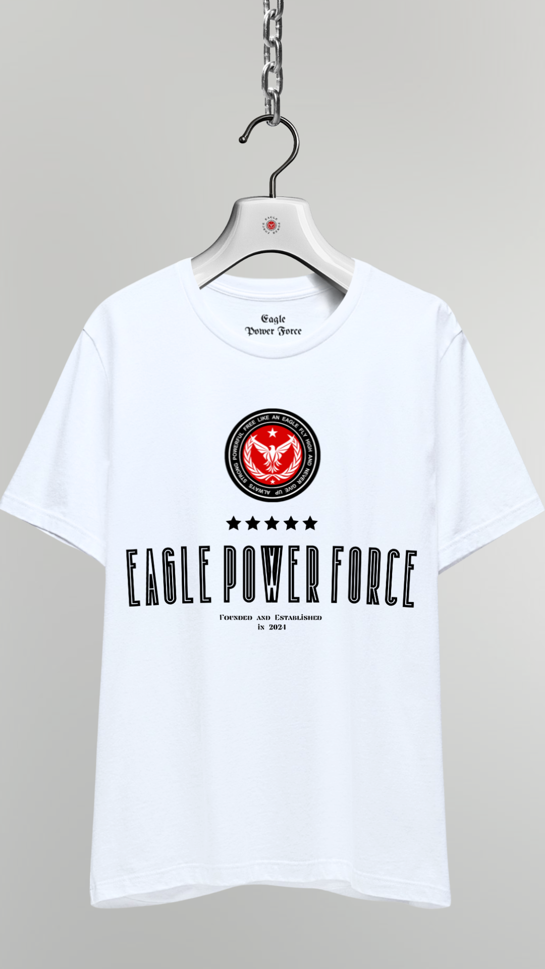 Front torso view – Eagle Power Force Girls’ white casual streetwear T-shirt EPF Edition R