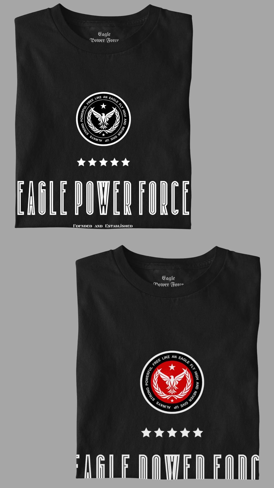 Black T-shirt's Eagle Power Force