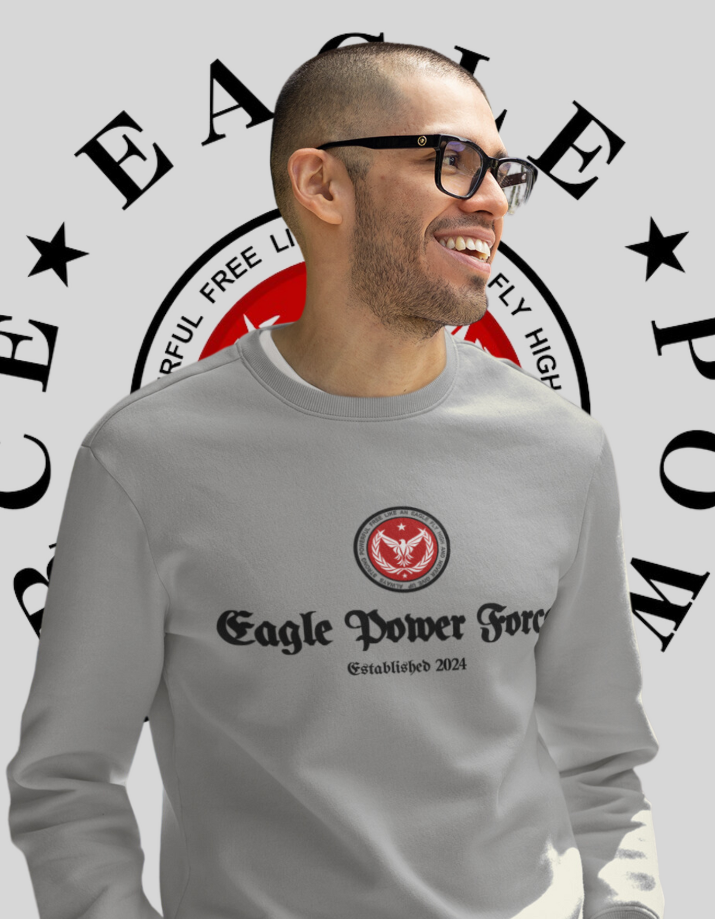 Eagle Power Man Sweatshirt Gray with front logo