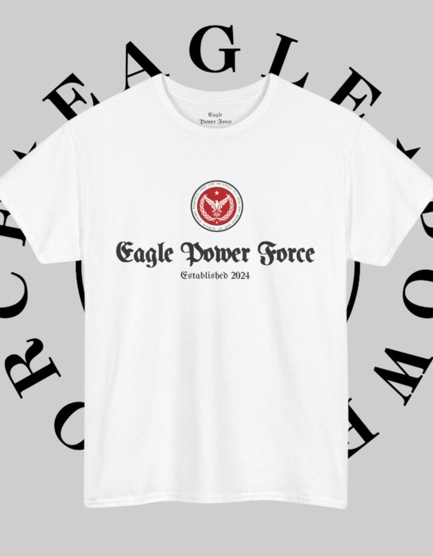 Eagle Power Force Man T Shirt white front logo