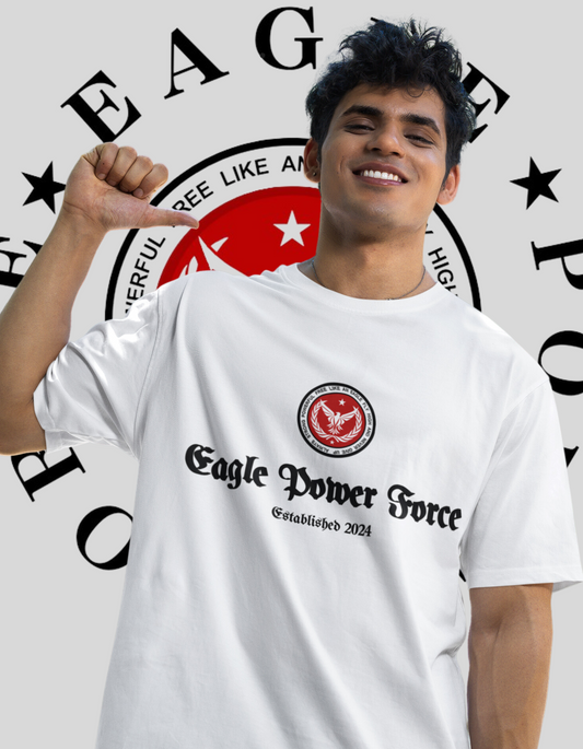 Eagle Power Force Man T Shirt white front logo