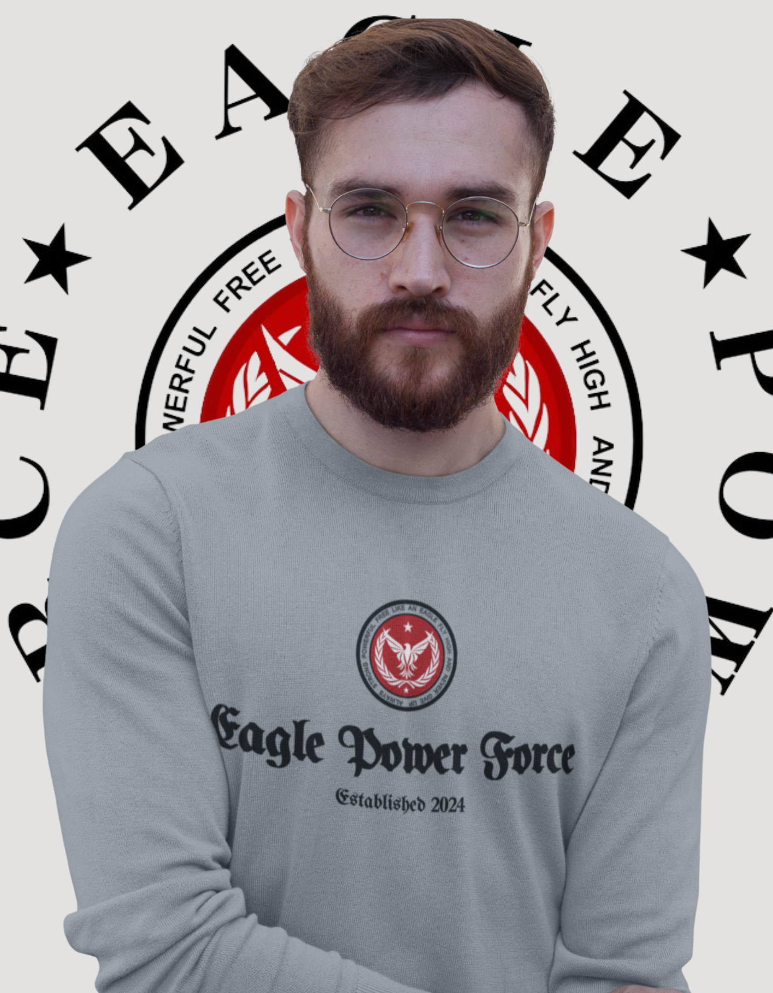 Eagle Power Man Sweatshirt Gray with front logo