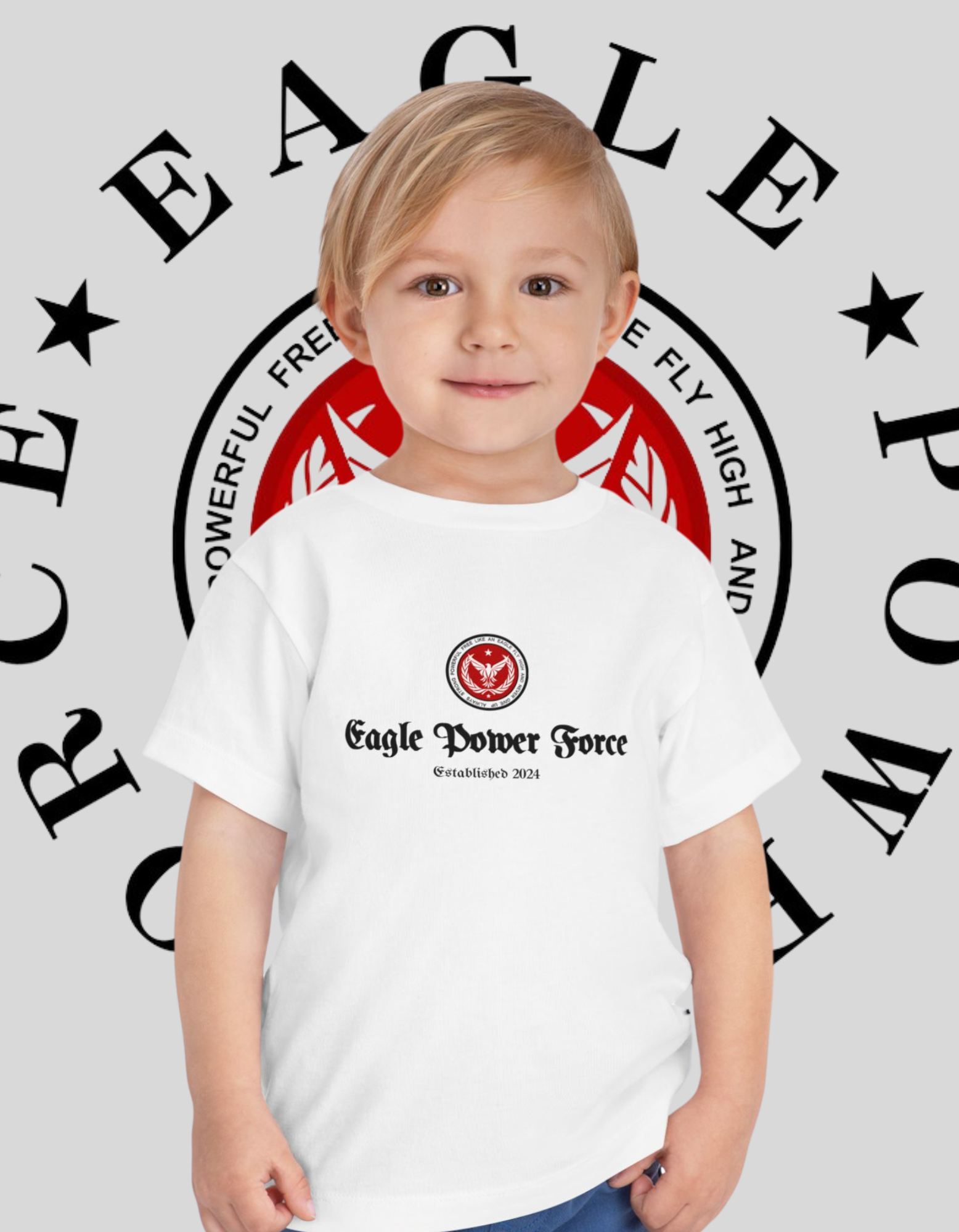 Eagle Power Eagle Toddler T Shirt White front logo