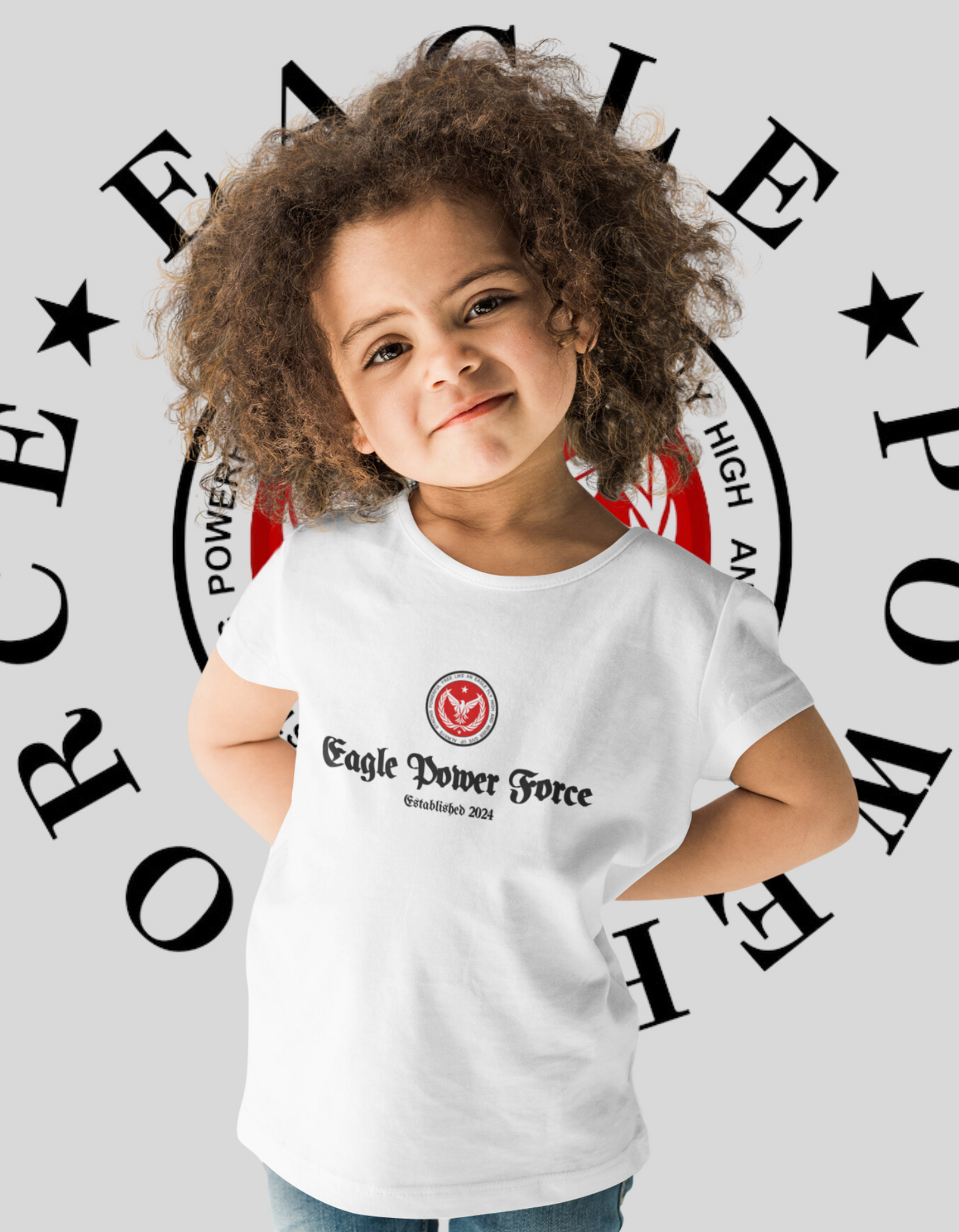 Eagle Power Eagle Toddler T Shirt White front logo