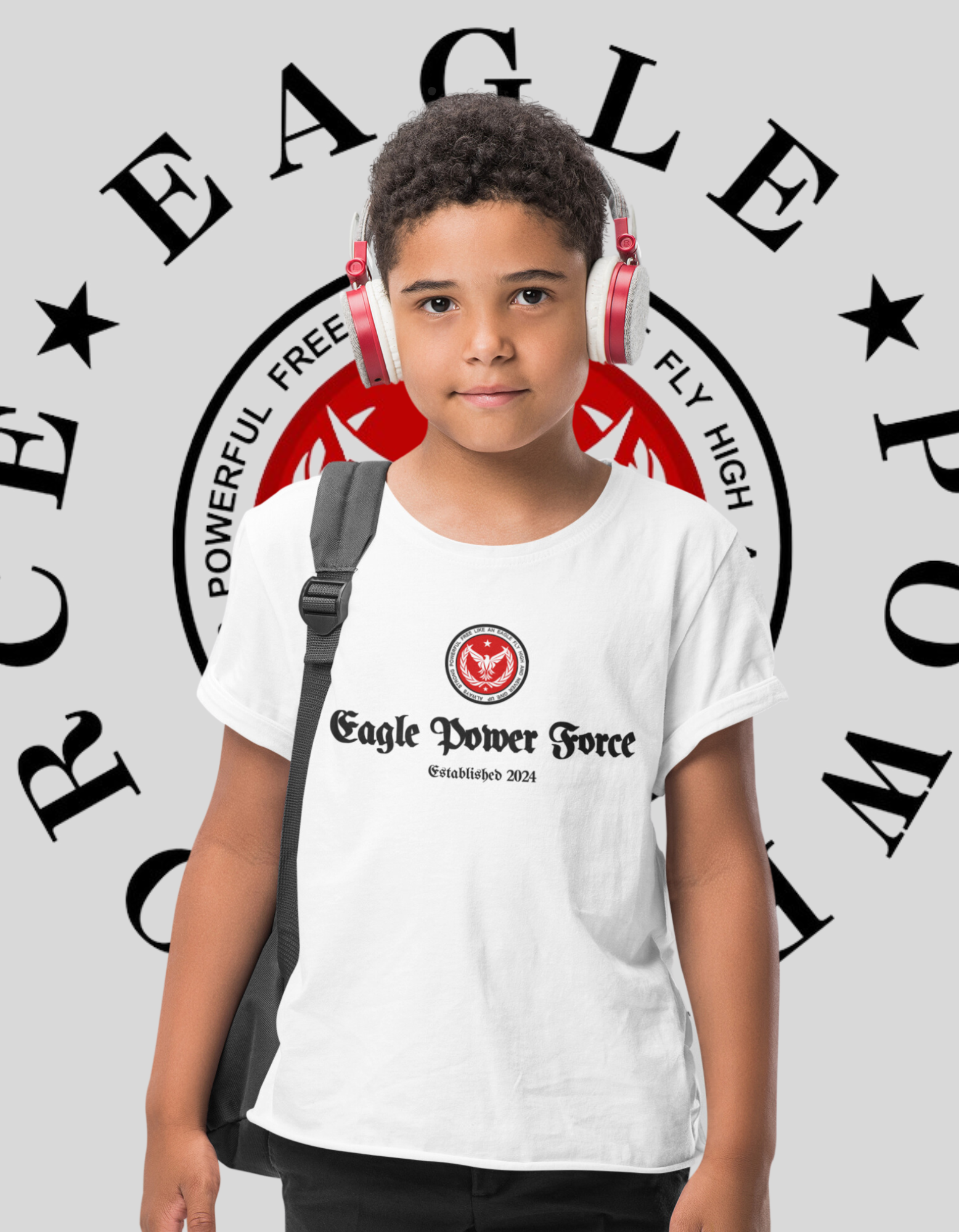 Eagle Power Eagle Toddler T Shirt White front logo