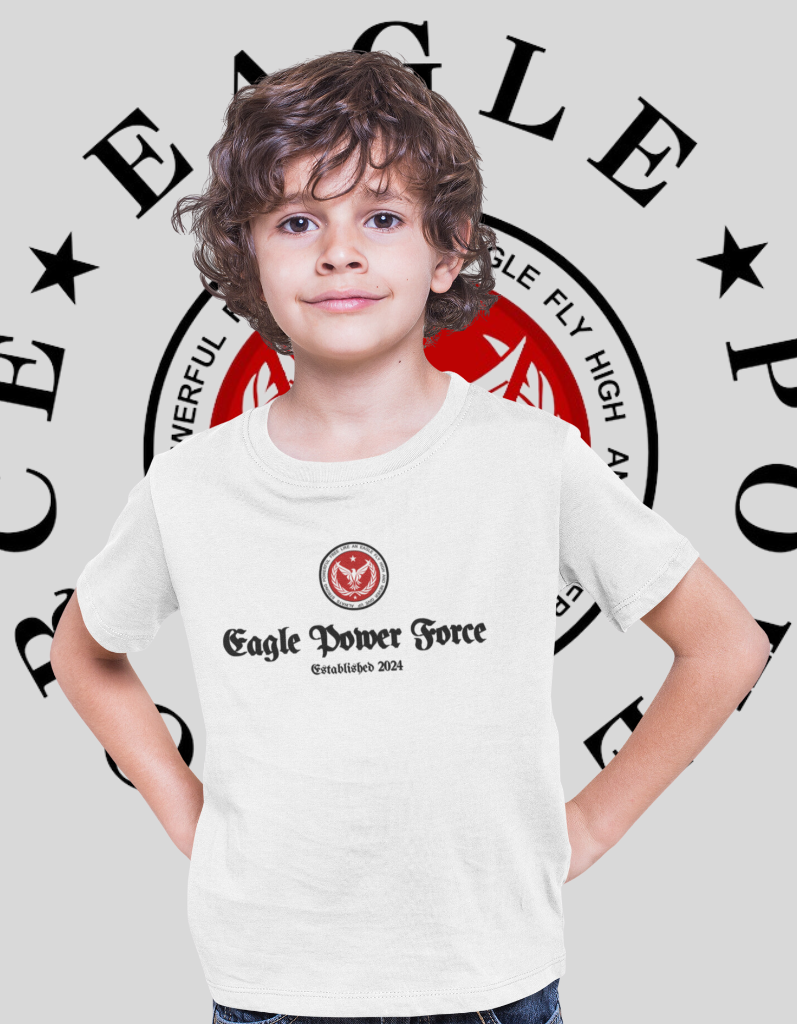 Eagle Power Eagle Toddler T Shirt White front logo