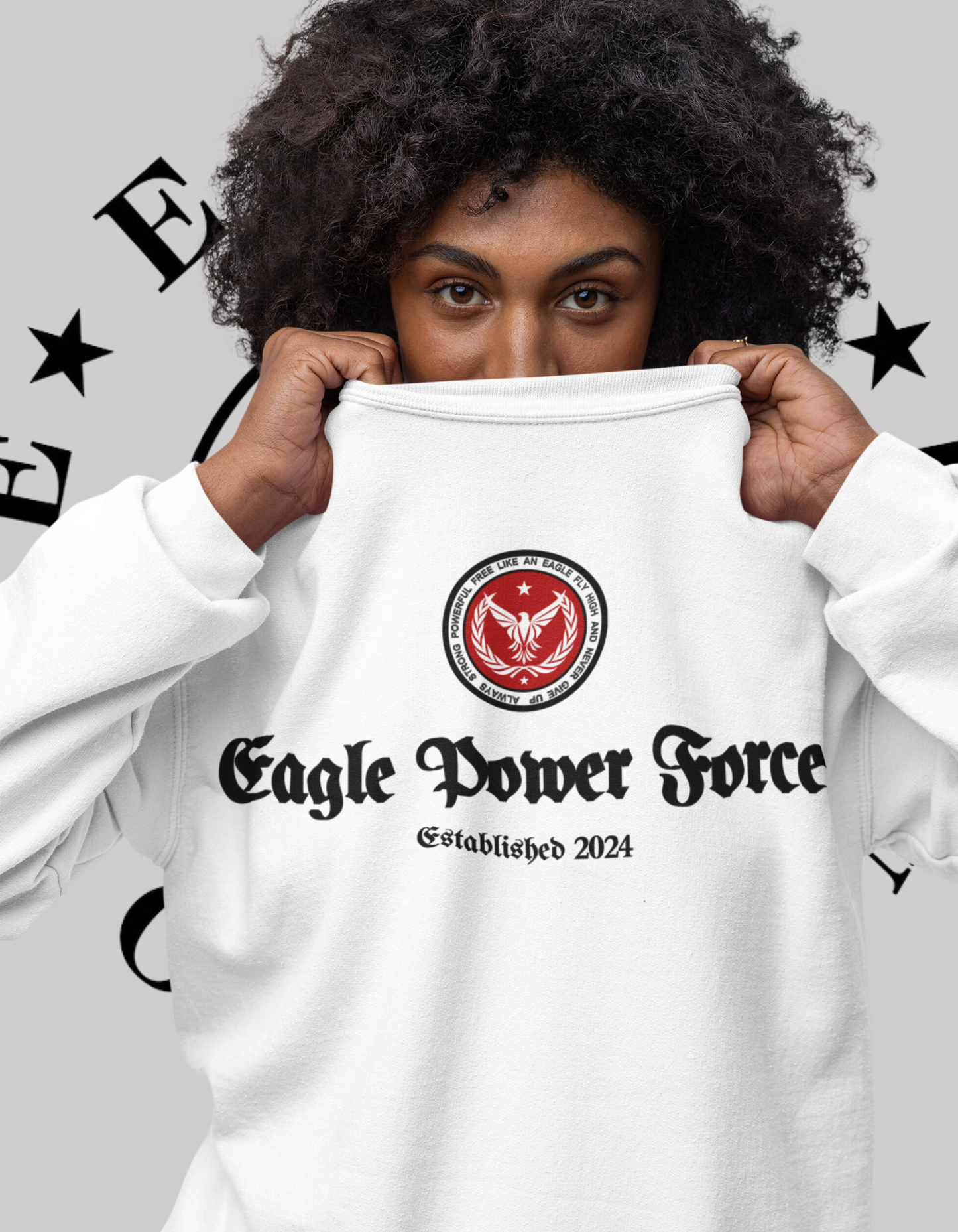 Eagle Power Force Woman Heavy Blend™ Crewneck Sweatshirt front logo