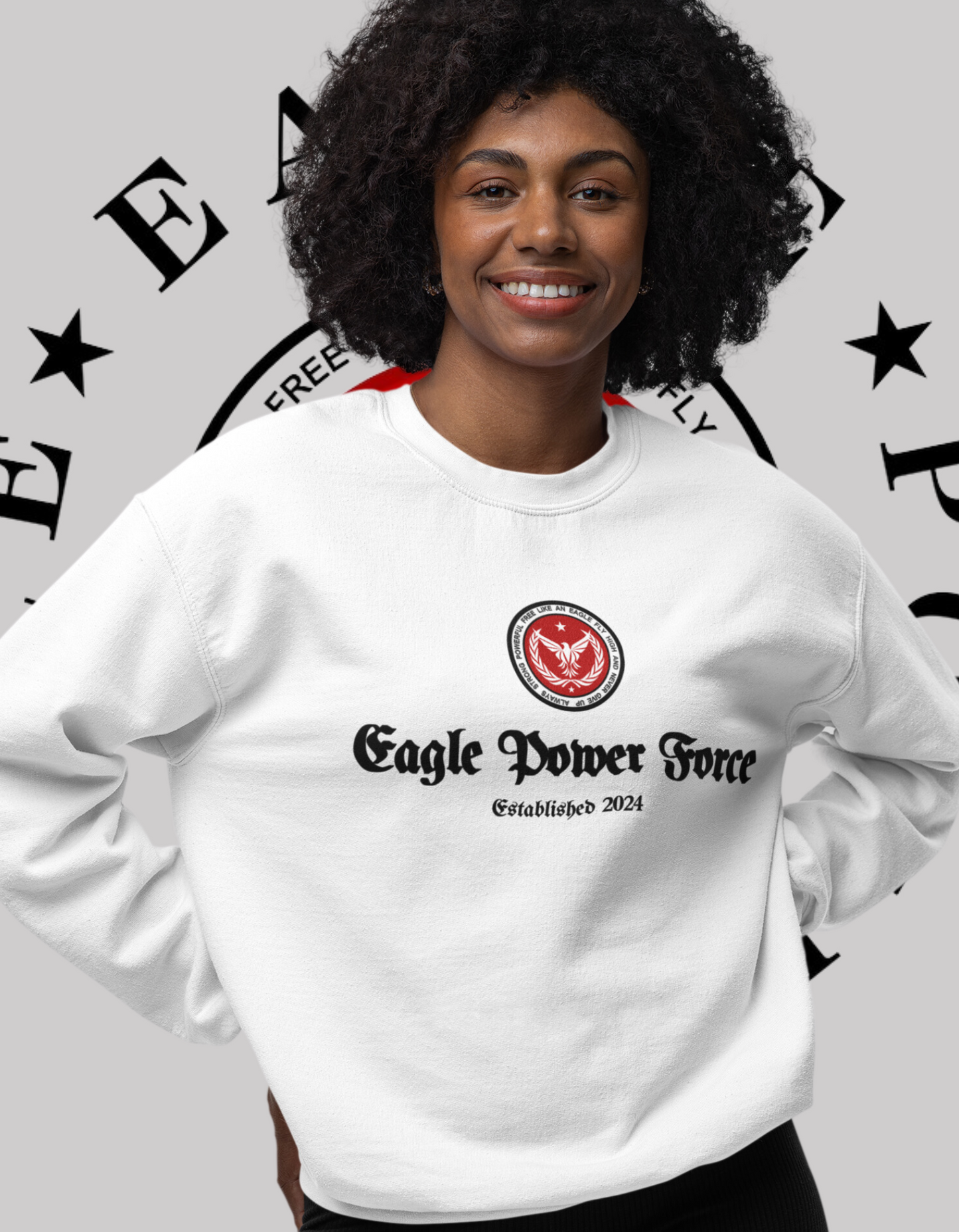 Eagle Power Force Woman Heavy Blend™ Crewneck Sweatshirt front logo