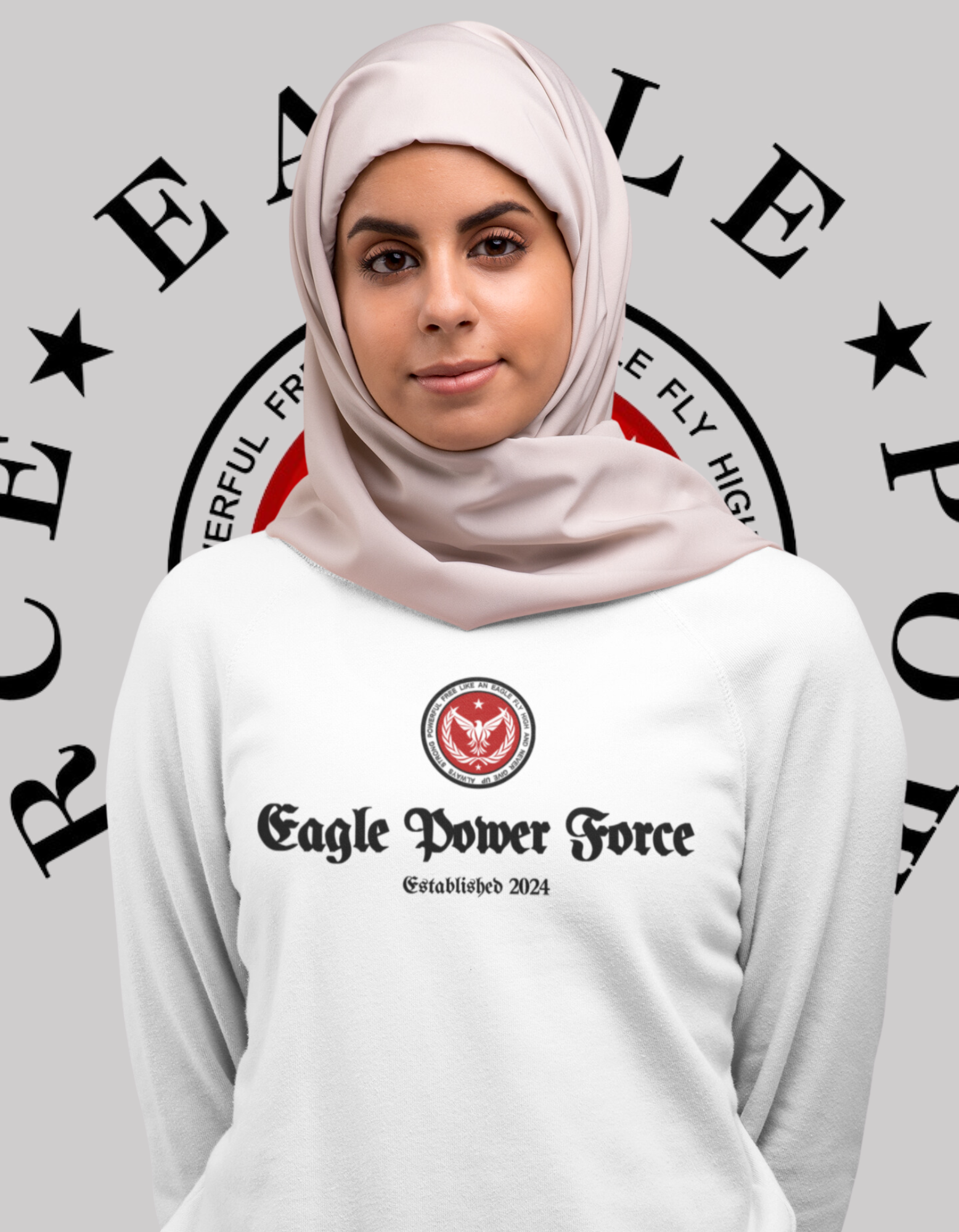 Eagle Power Force Woman Heavy Blend™ Crewneck Sweatshirt front logo