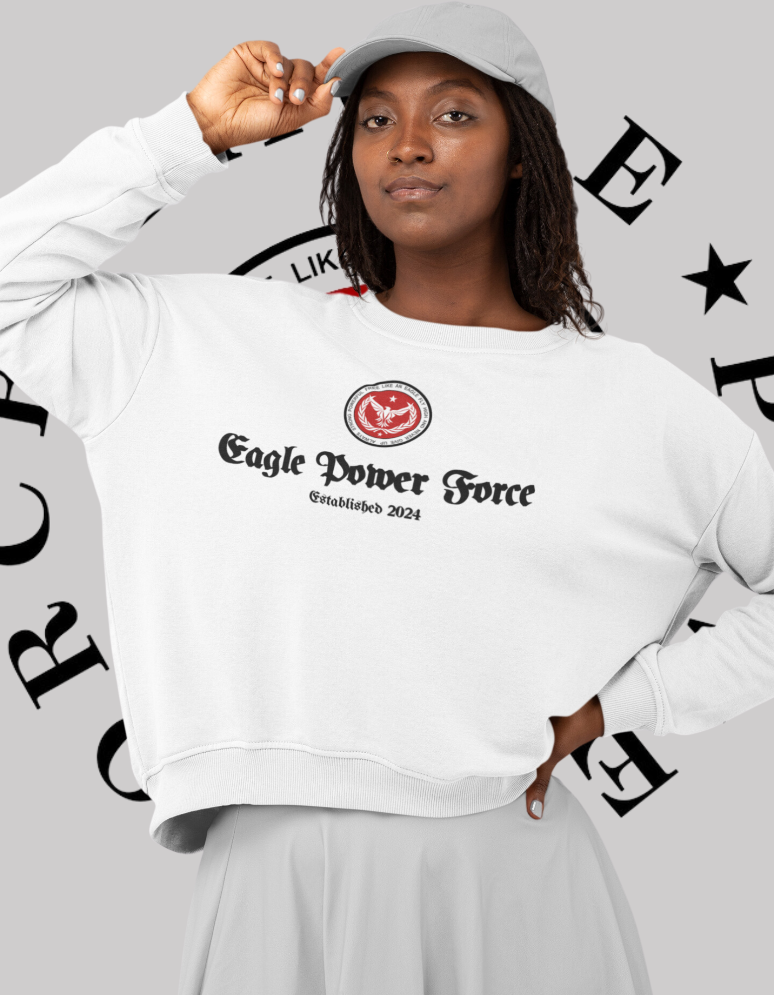 Eagle Power Force Woman Heavy Blend™ Crewneck Sweatshirt front logo