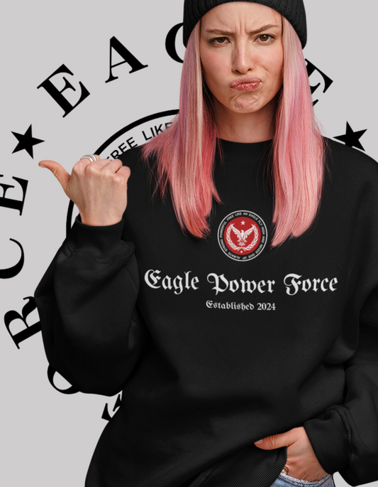 Eagle Power Force Woman Heavy Blend™ Crewneck Sweatshirt front logo