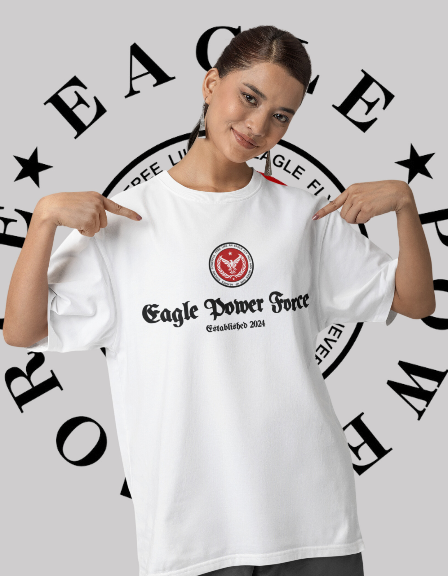 Eagle Power Force Women T Shirt White front logo