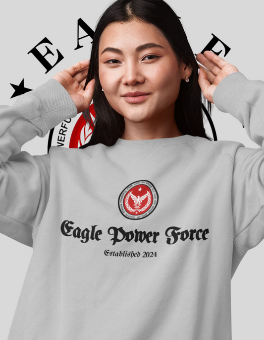 Eagle Power Force Youth Crewneck Sweatshirt Gray front logo