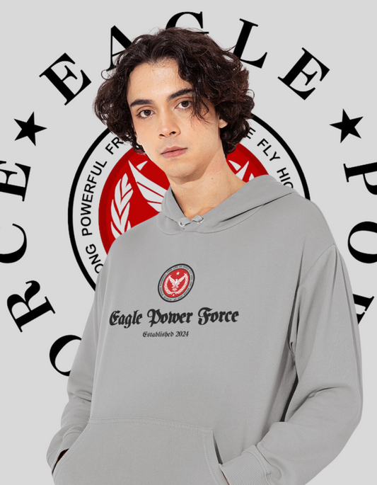 Eagle Power Force Youth Heavy Blend Hooded Gray front logo