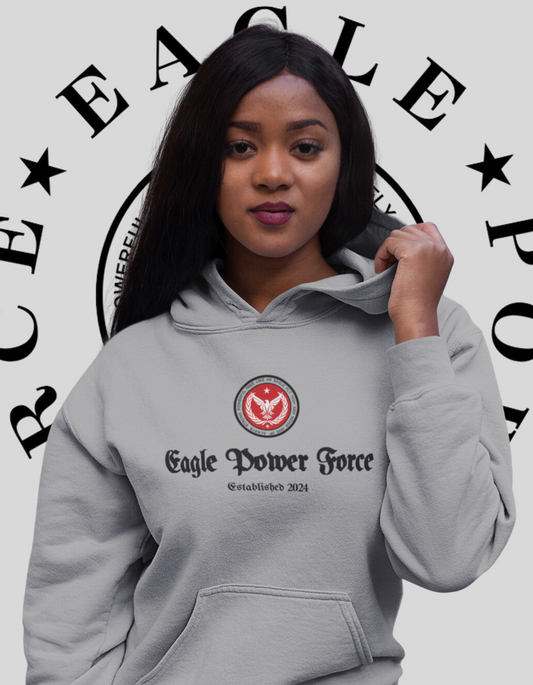 Eagle Power Force Youth Heavy Blend Hooded Gray front logo