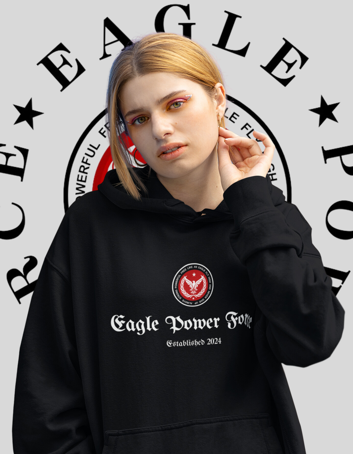 Eagle Power Force Youth Heavy Blend Hooded black front logo