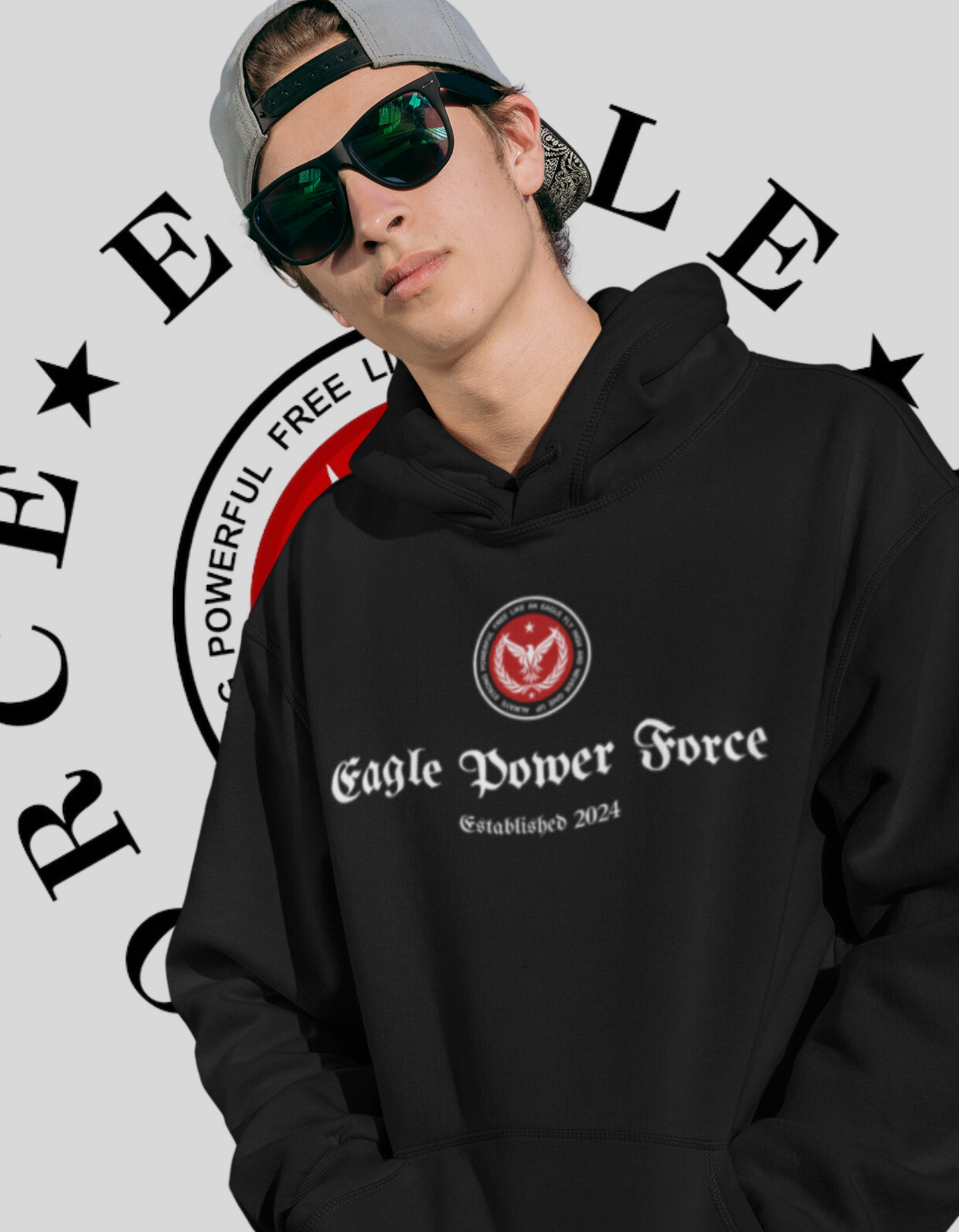 Eagle Power Force Youth Heavy Blend Hooded black front logo