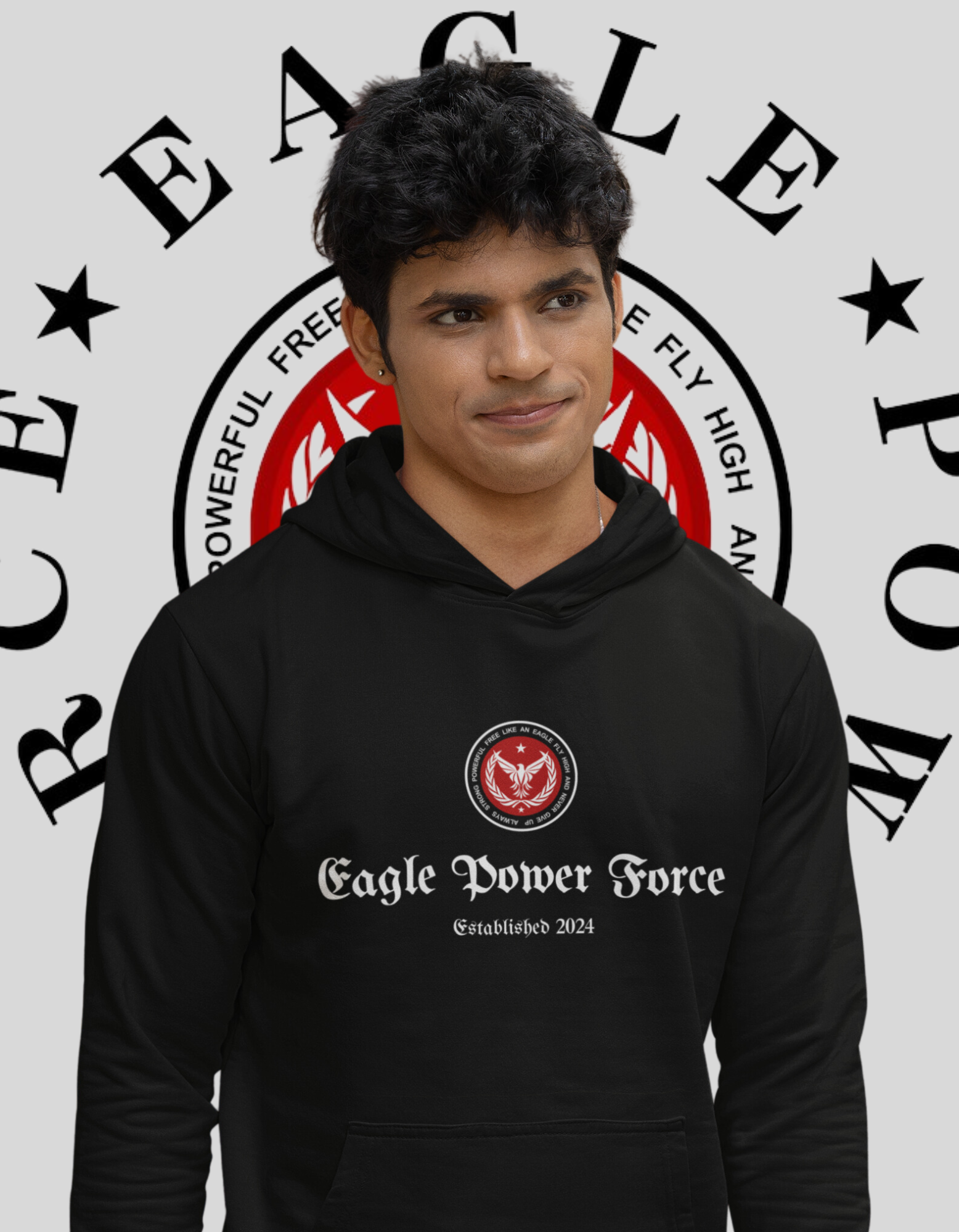 Eagle Power Force Youth Heavy Blend Hooded black front logo