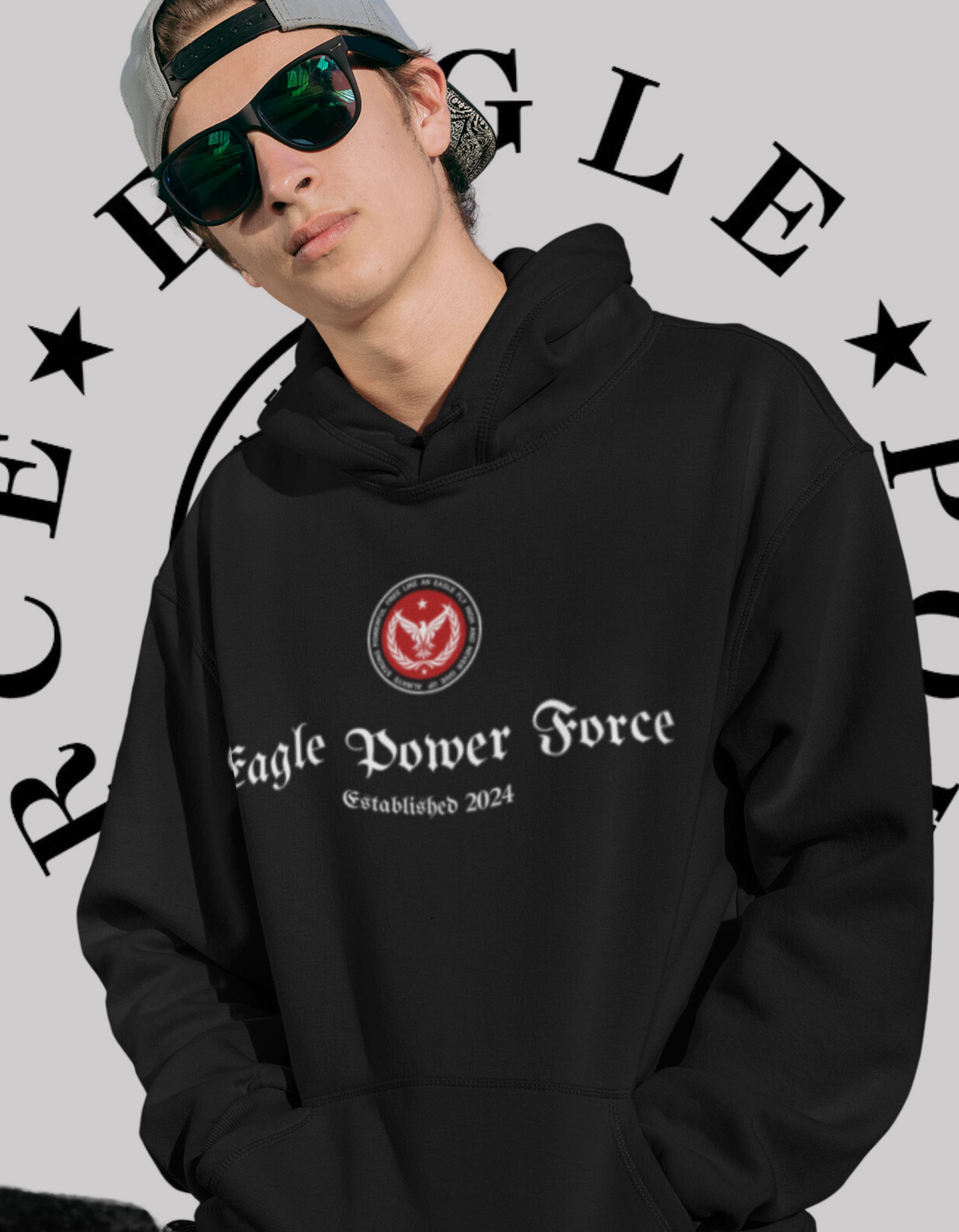 Eagle Power Force Youth Heavy Blend Hooded black front logo