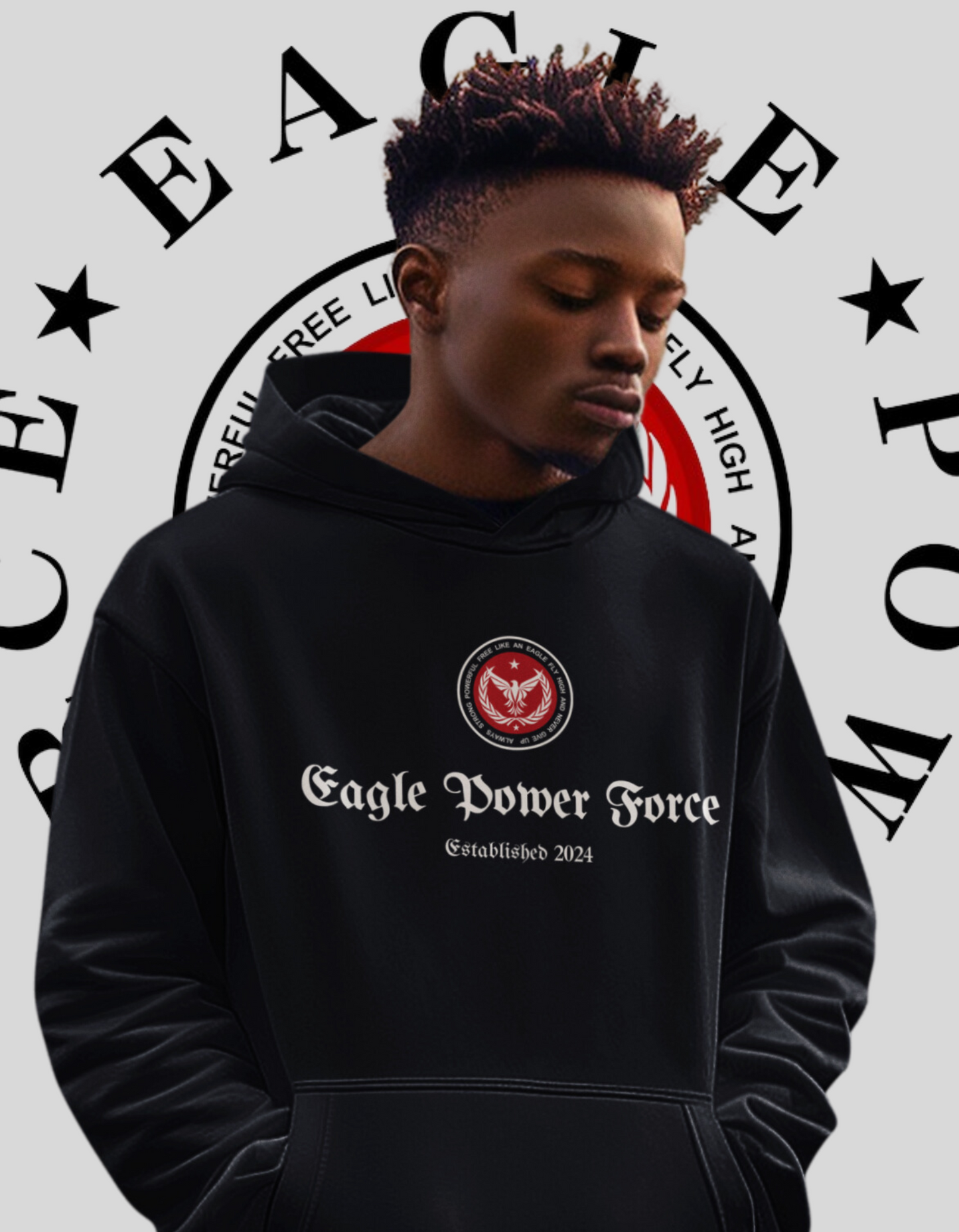 Eagle Power Force Youth Heavy Blend Hooded black front logo