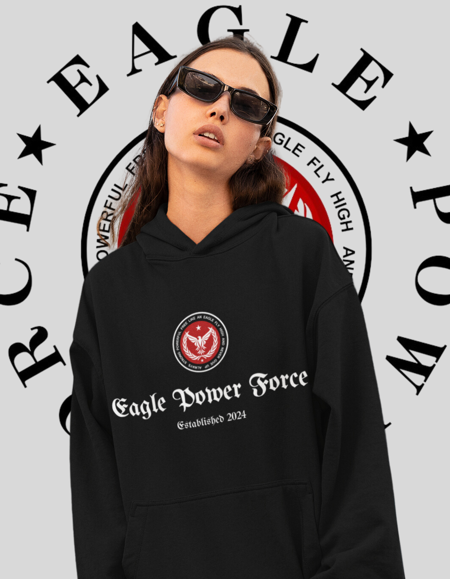 Eagle Power Force Youth Heavy Blend Hooded black front logo