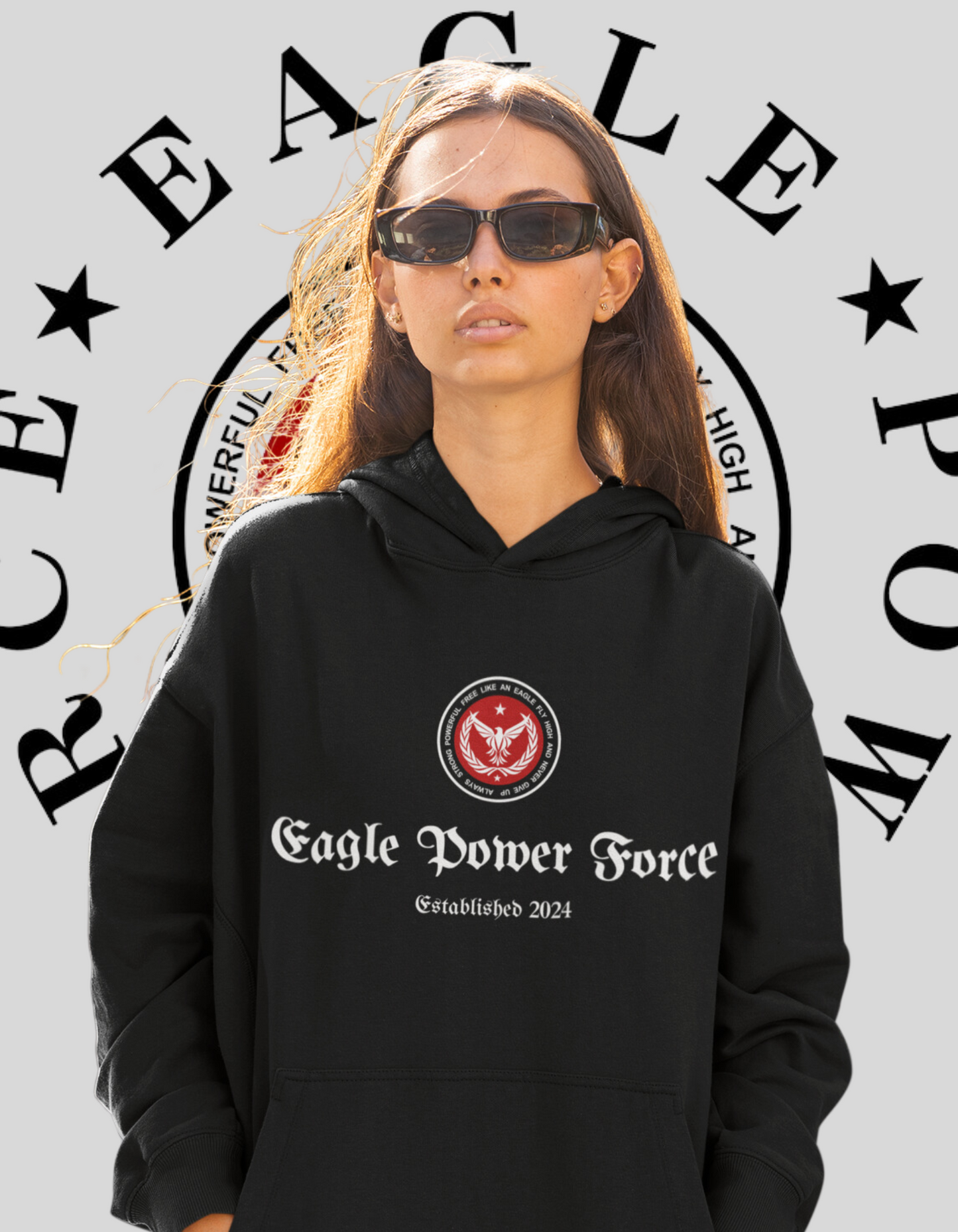 Eagle Power Force Youth Heavy Blend Hooded black front logo