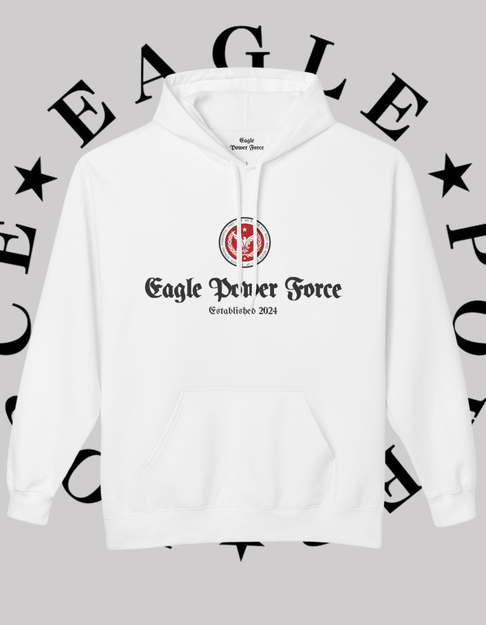 Eagle Power Force Youth, Heavy White Blend Hooded front logo