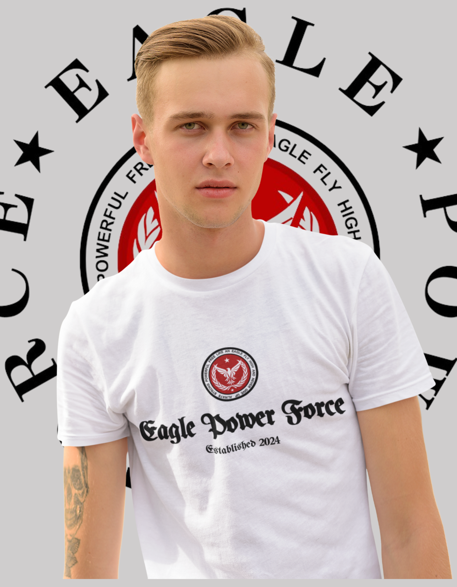 Eagle Power Force Youth T Shirt White front logo