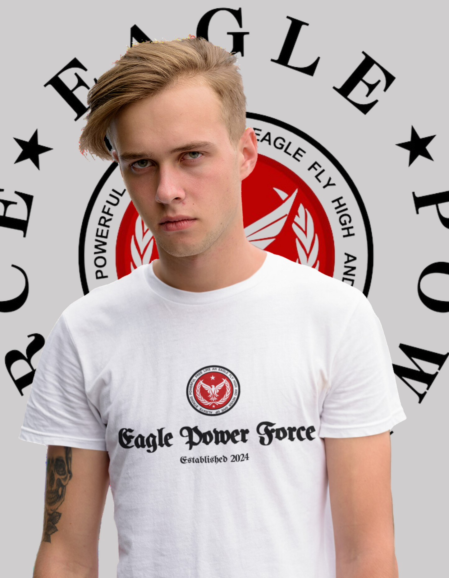 Eagle Power Force Youth T Shirt White front logo