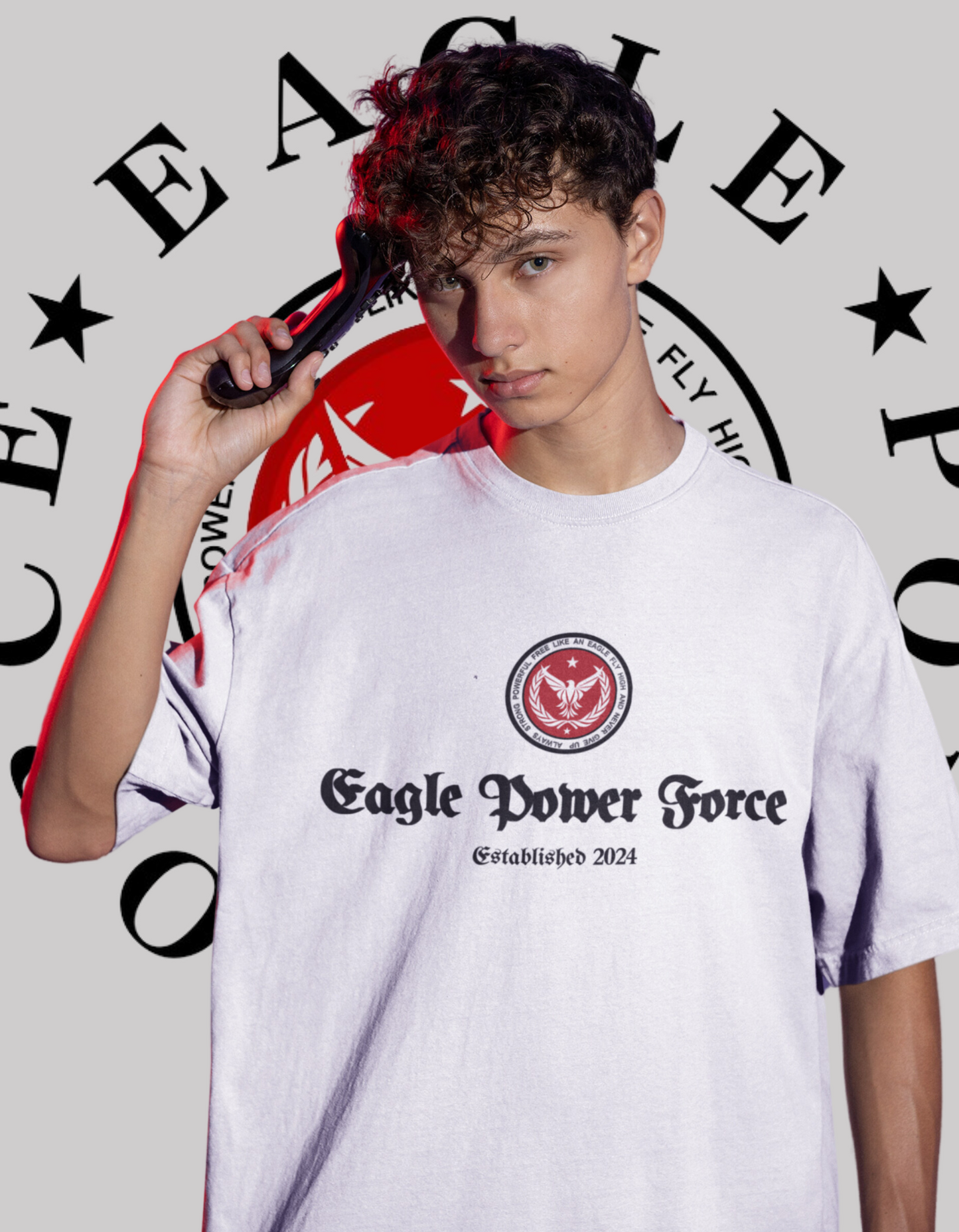 Eagle Power Force Youth T Shirt White front logo