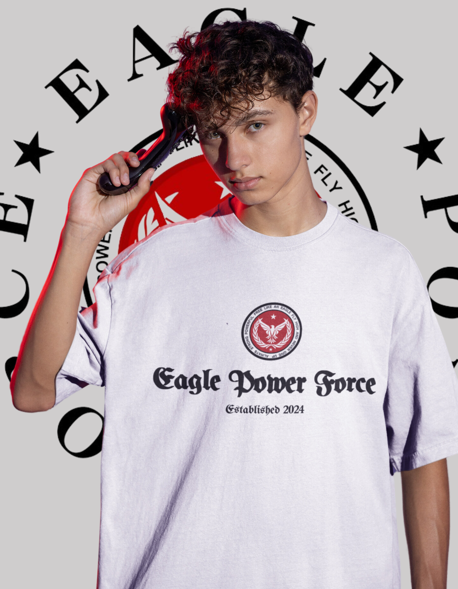 Eagle Power Force Youth T Shirt White front logo