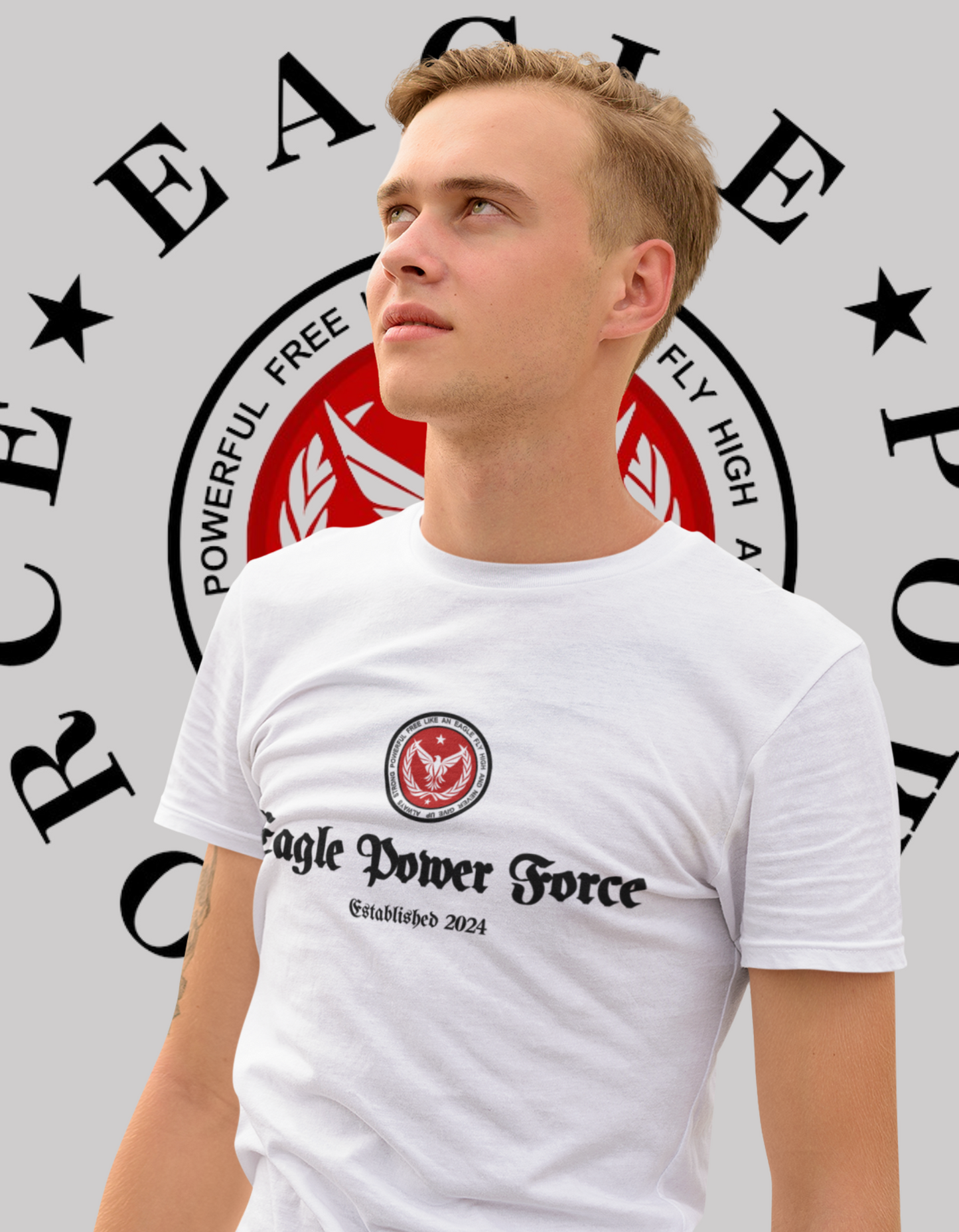 Eagle Power Force Youth T Shirt White front logo