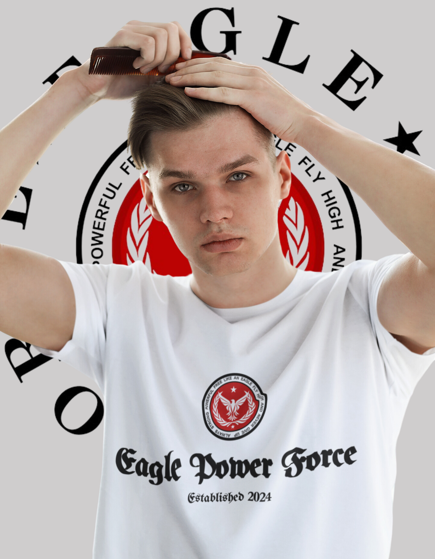 Eagle Power Force Youth T Shirt White front logo