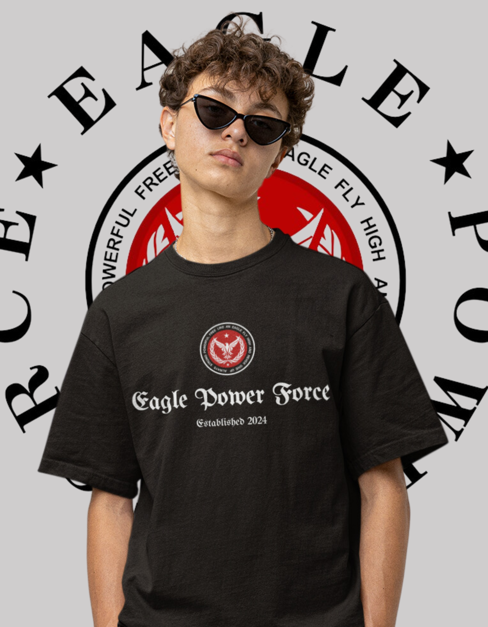 Eagle Power Force Youth T Shirt black front logo