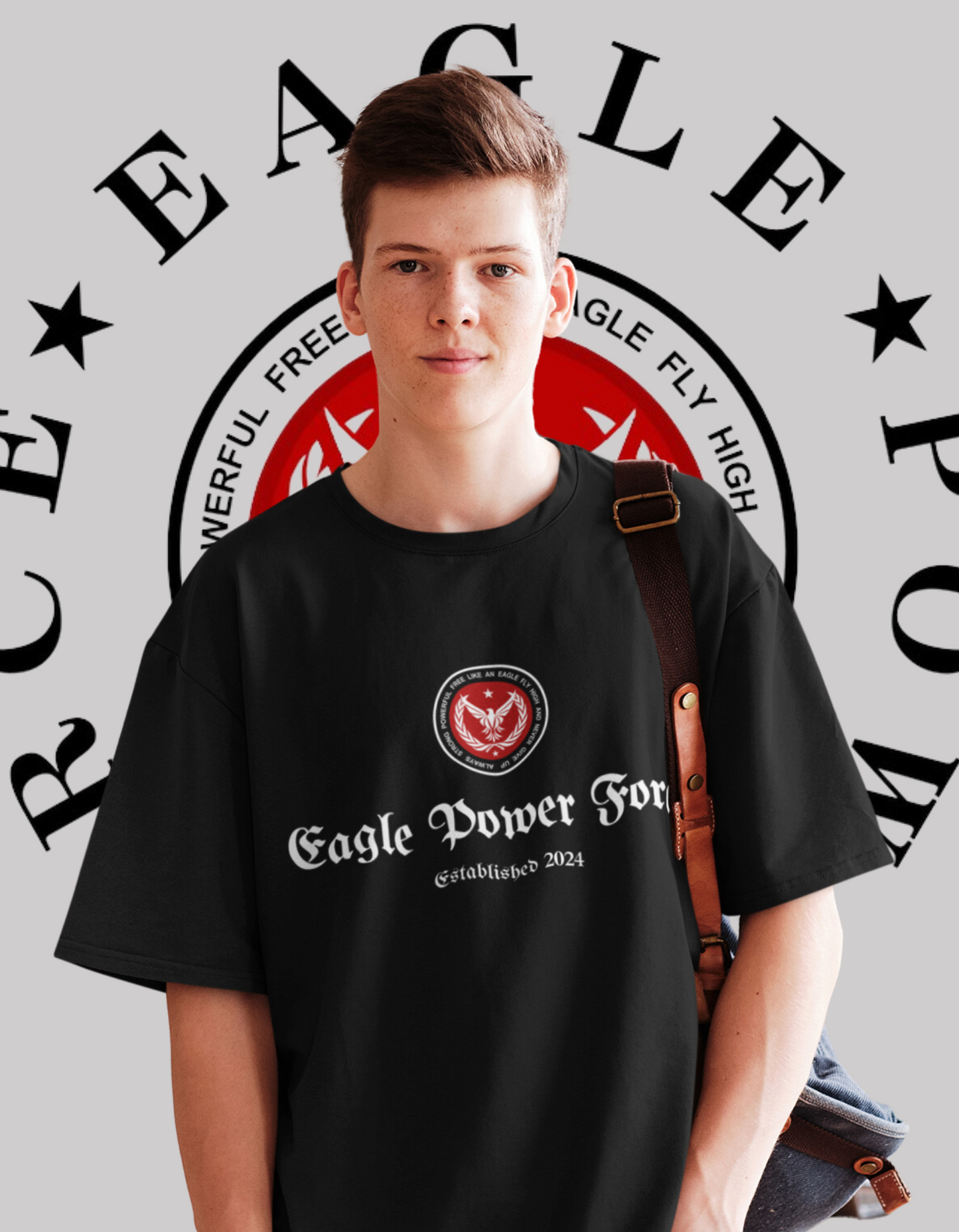 Eagle Power Force Youth T Shirt black front logo