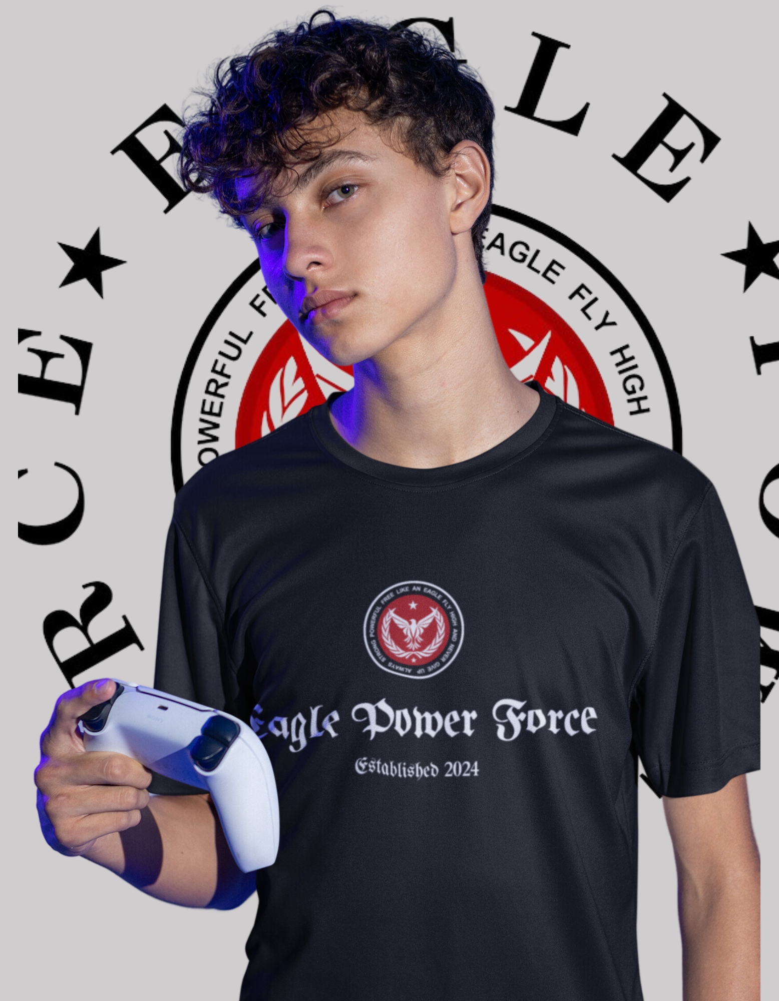 Eagle Power Force Youth T Shirt black front logo