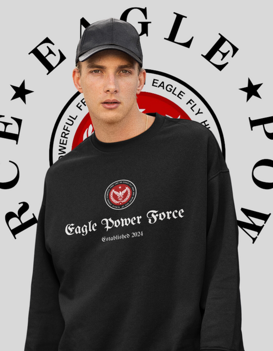 Eagle Power Force Youth black Crewneck Sweatshirt front logo