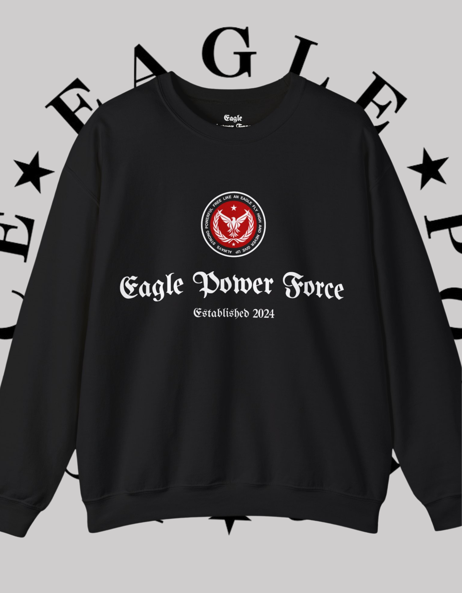 Eagle Power Force Youth black Crewneck Sweatshirt front logo