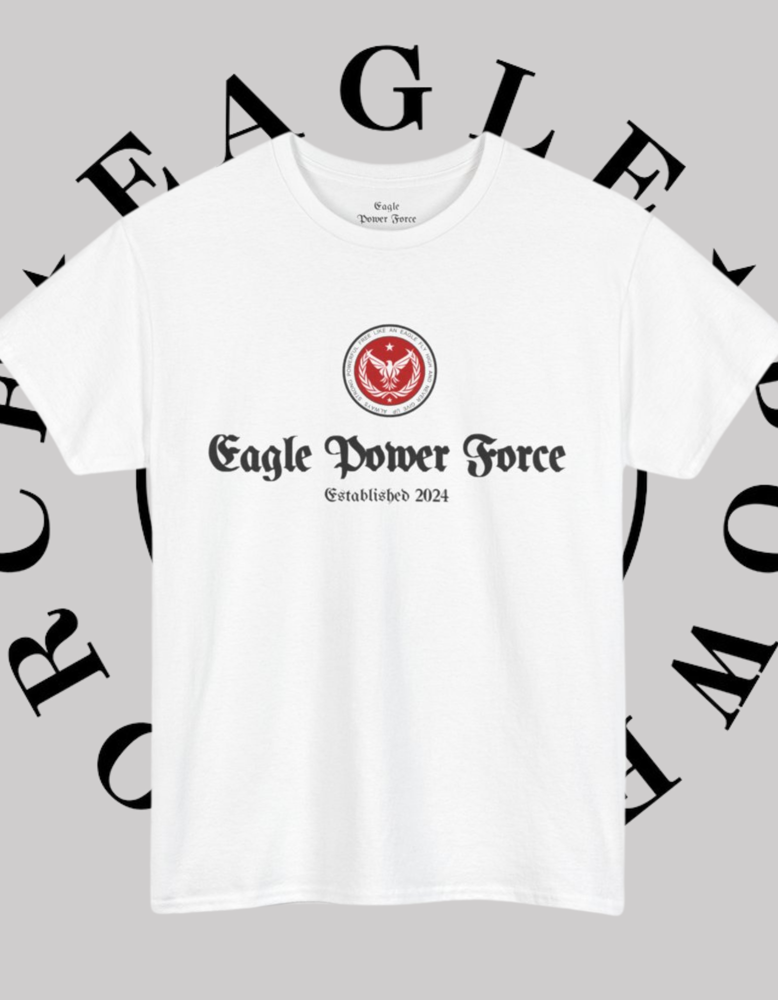 Girl with White Eagle Power Force T-shirt with logo on chest