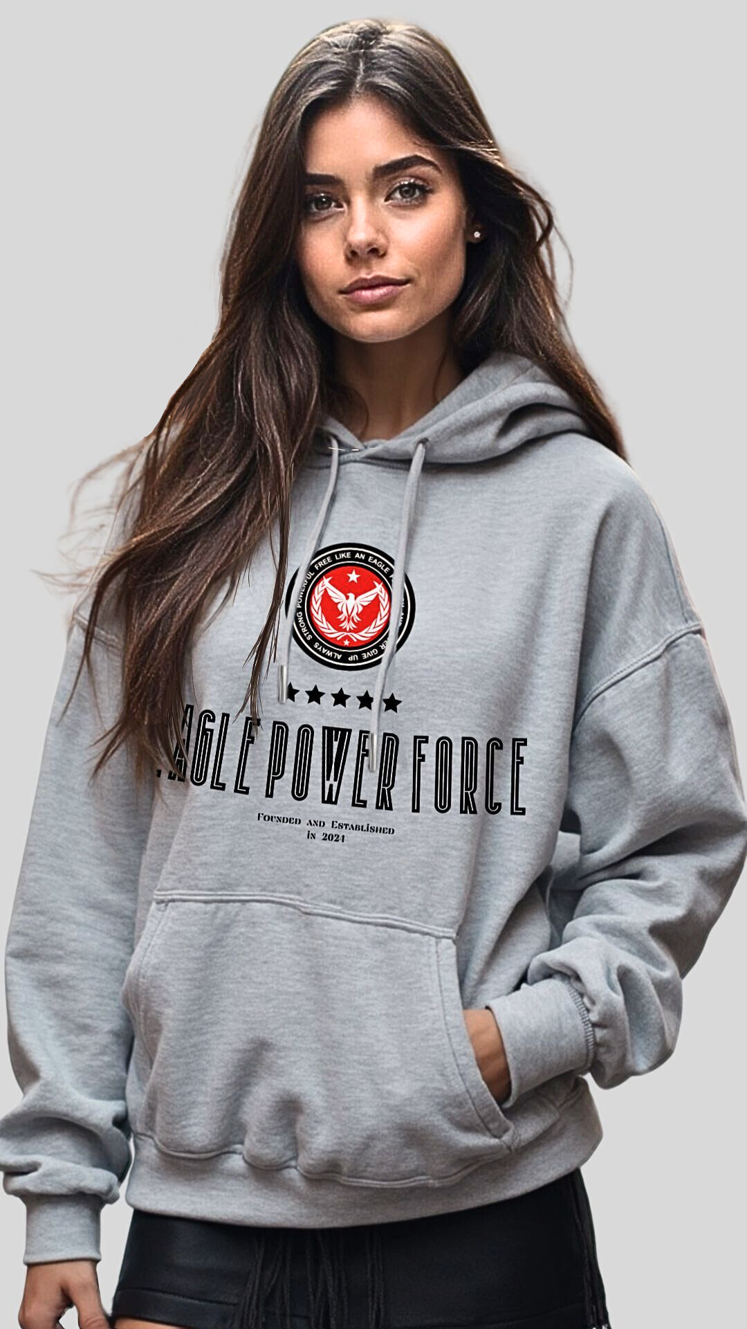 Gray Hoodie Girl's Eagle Power Force