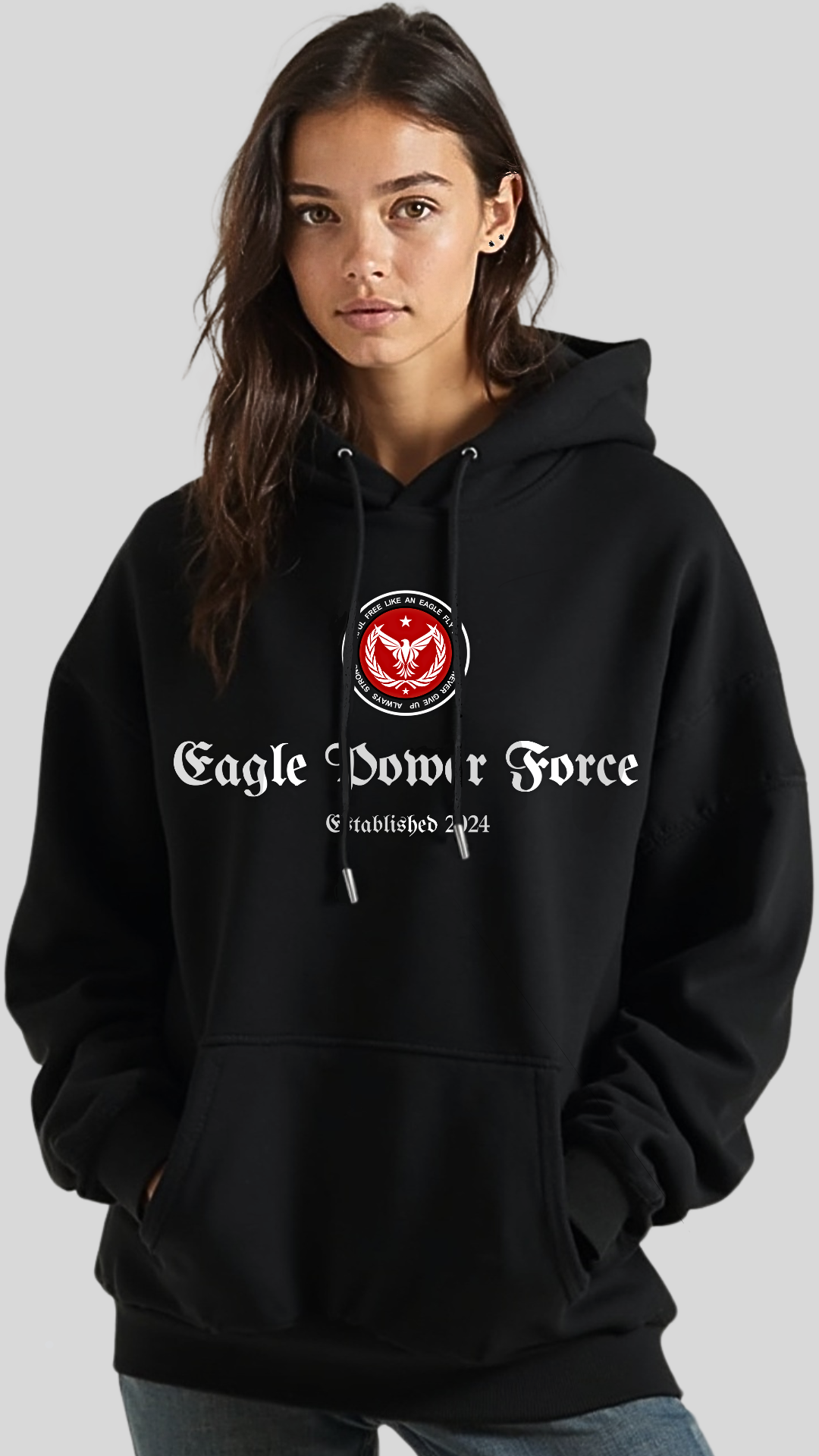 Hoodie Girl's black Eagle Power Force