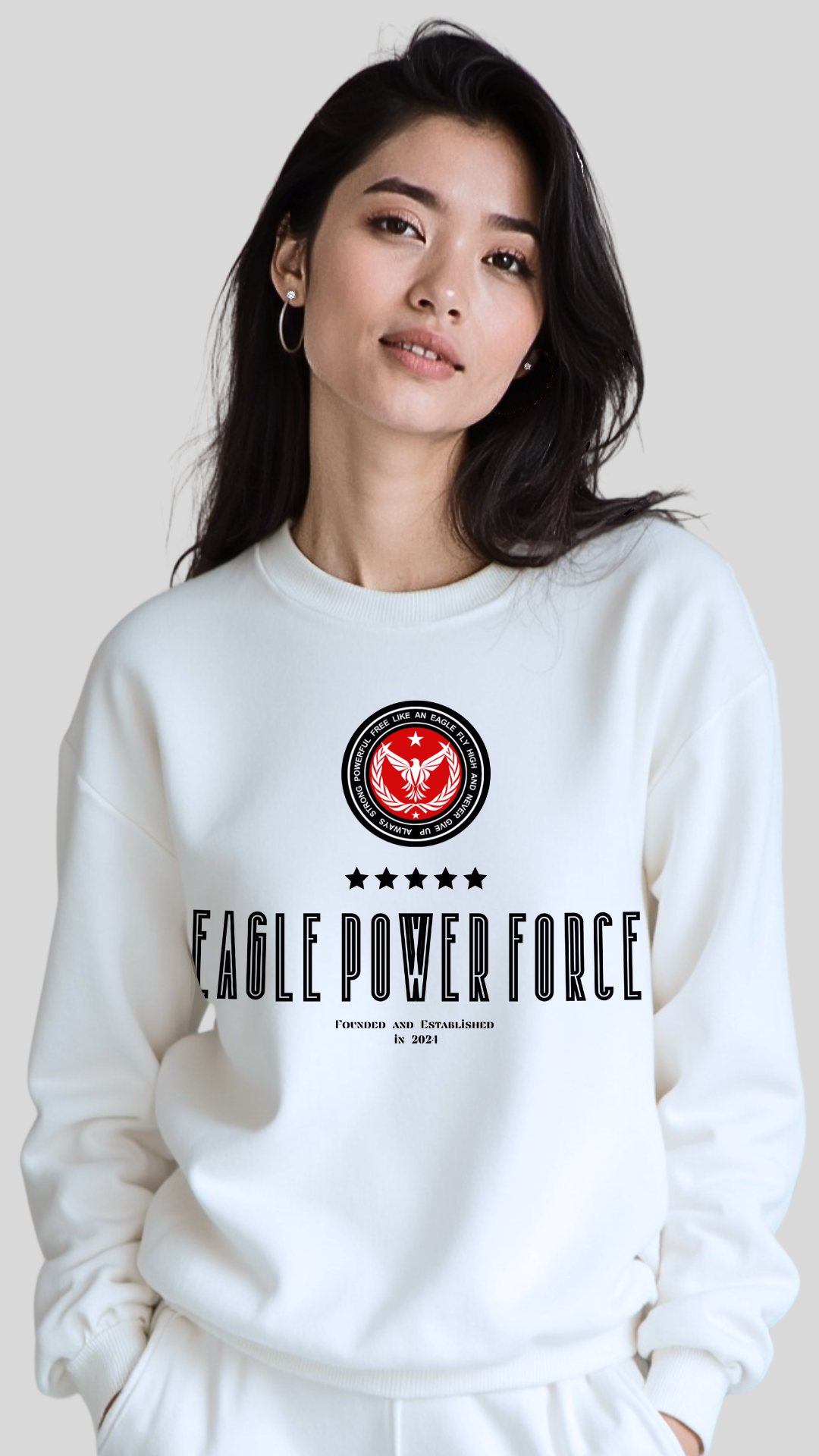 White Sweatshirt Girl's Eagle Power Force